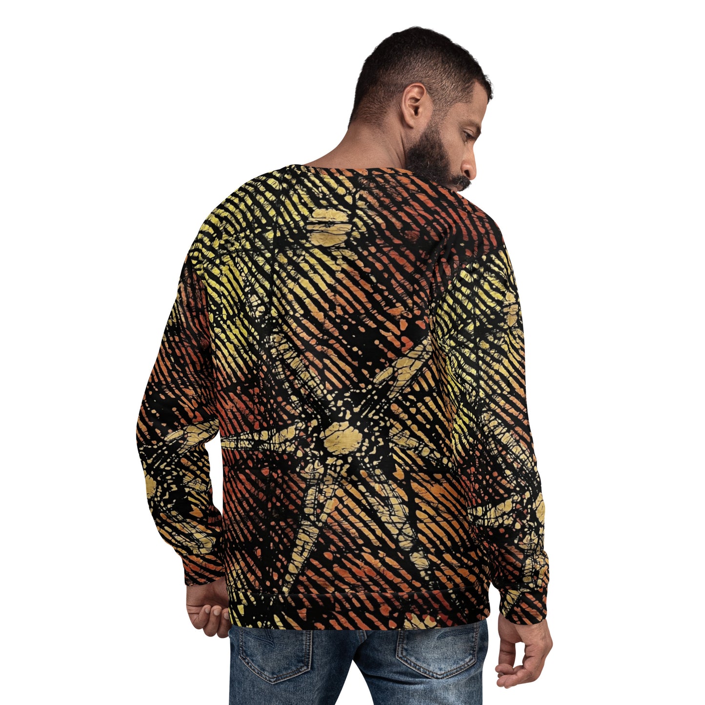 Yellow Orange Stripes African Aztec Ankara Unisex Sweatshirt