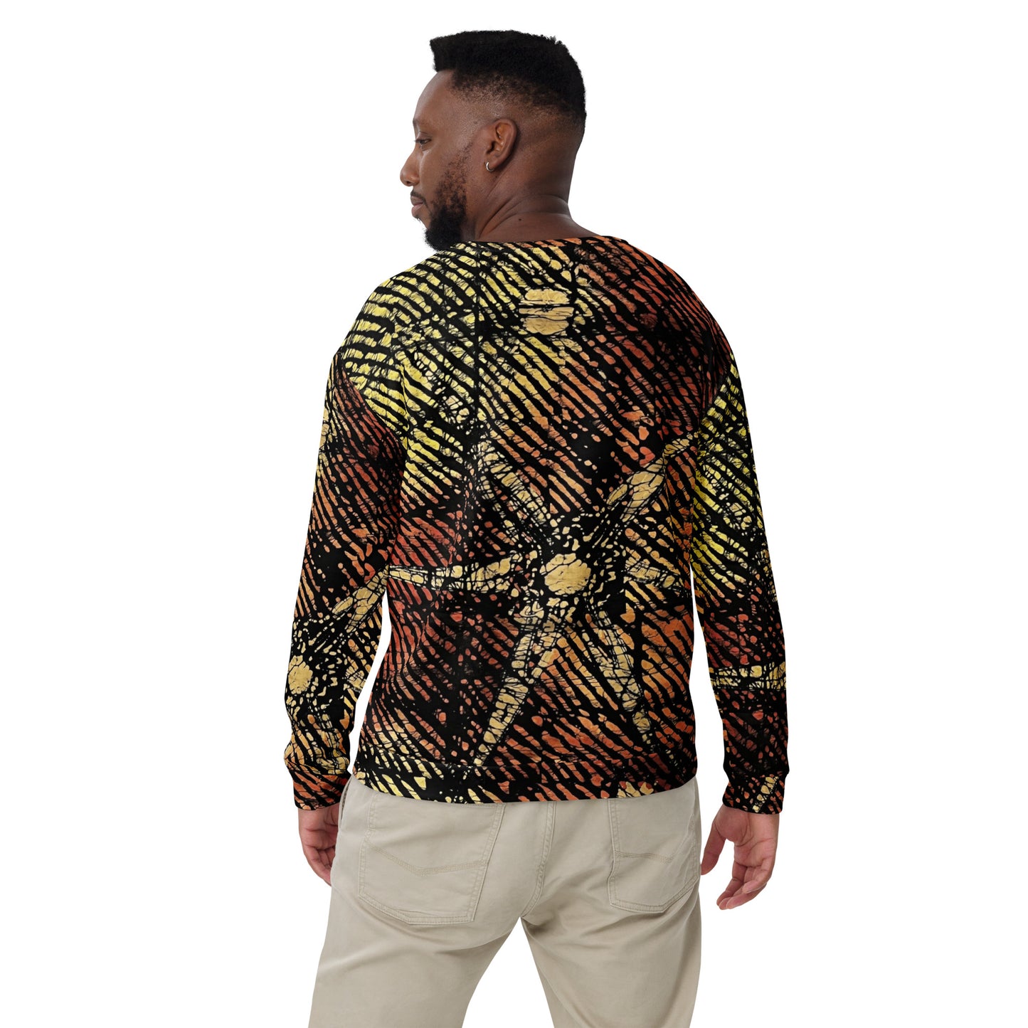 Yellow Orange Stripes African Aztec Ankara Unisex Sweatshirt