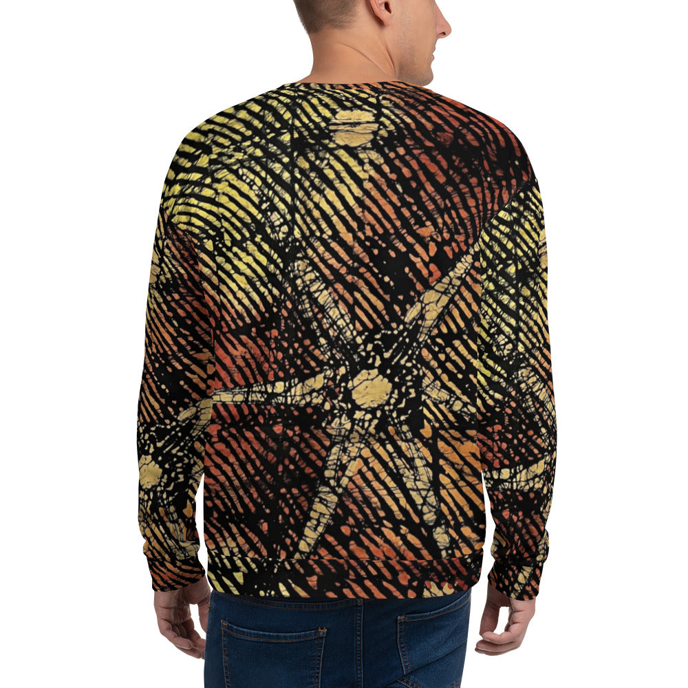 Yellow Orange Stripes African Aztec Ankara Unisex Sweatshirt