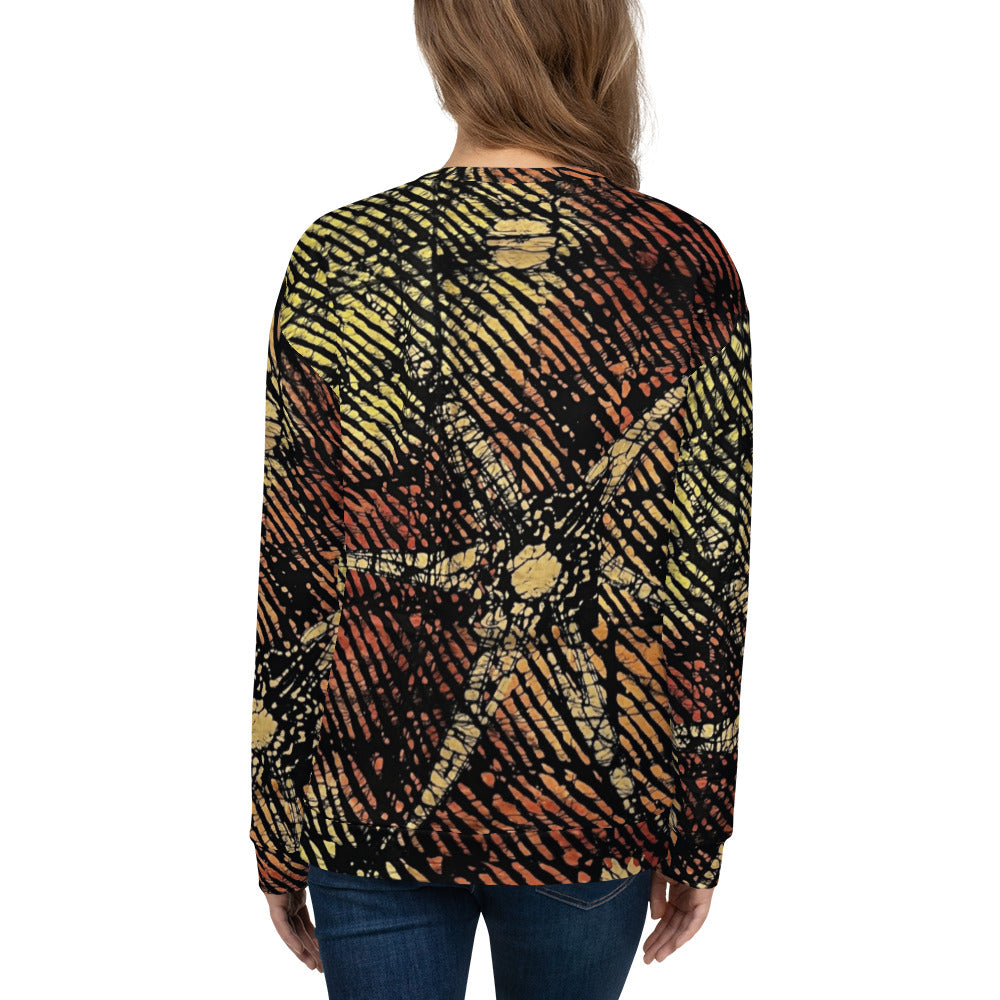 Yellow Orange Stripes African Aztec Ankara Unisex Sweatshirt