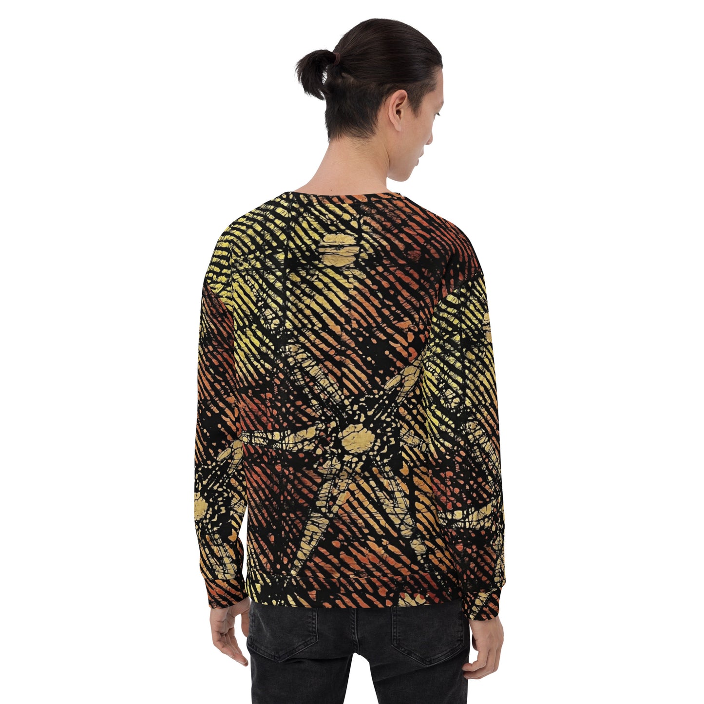 Yellow Orange Stripes African Aztec Ankara Unisex Sweatshirt