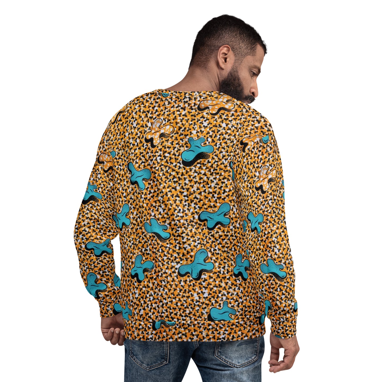 Sky Blue Pale Orange Ankara Unisex Sweatshirt