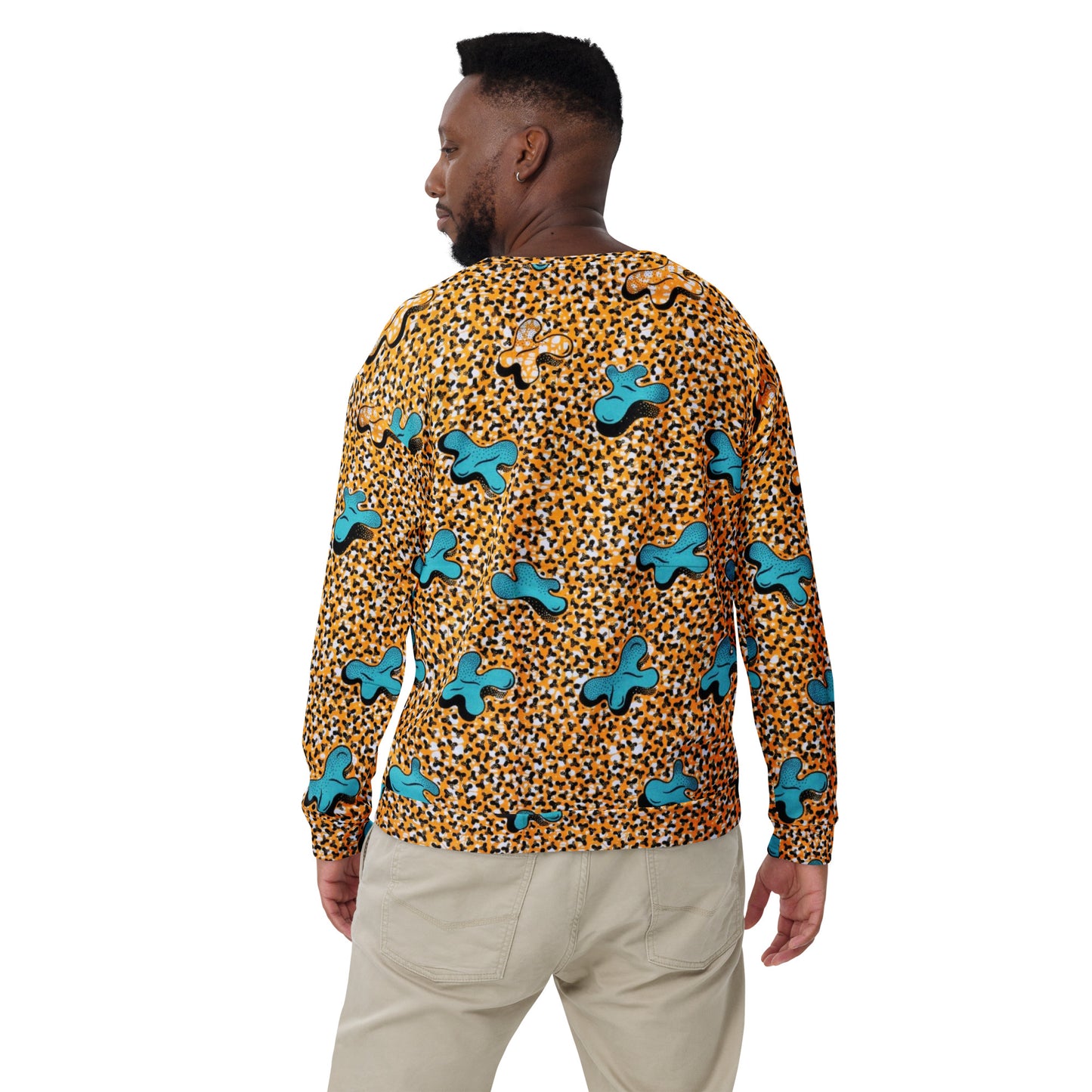 Sky Blue Pale Orange Ankara Unisex Sweatshirt