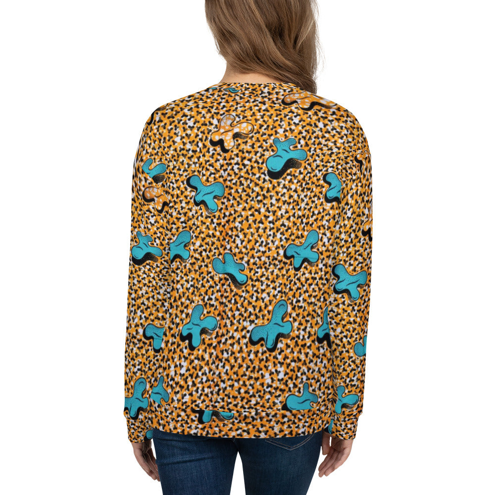 Sky Blue Pale Orange Ankara Unisex Sweatshirt