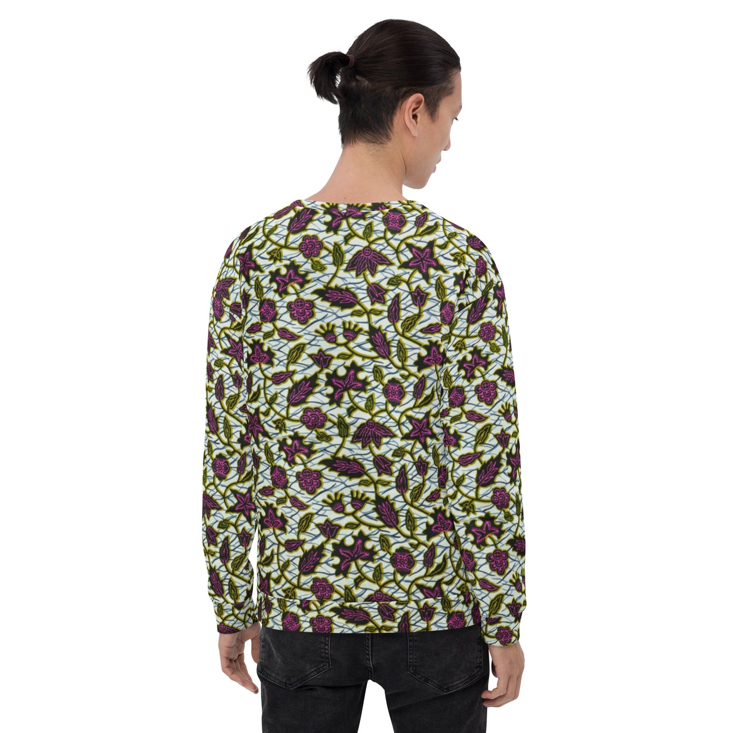 Pink Green Leaves Ankara Unisex Sweatshirt