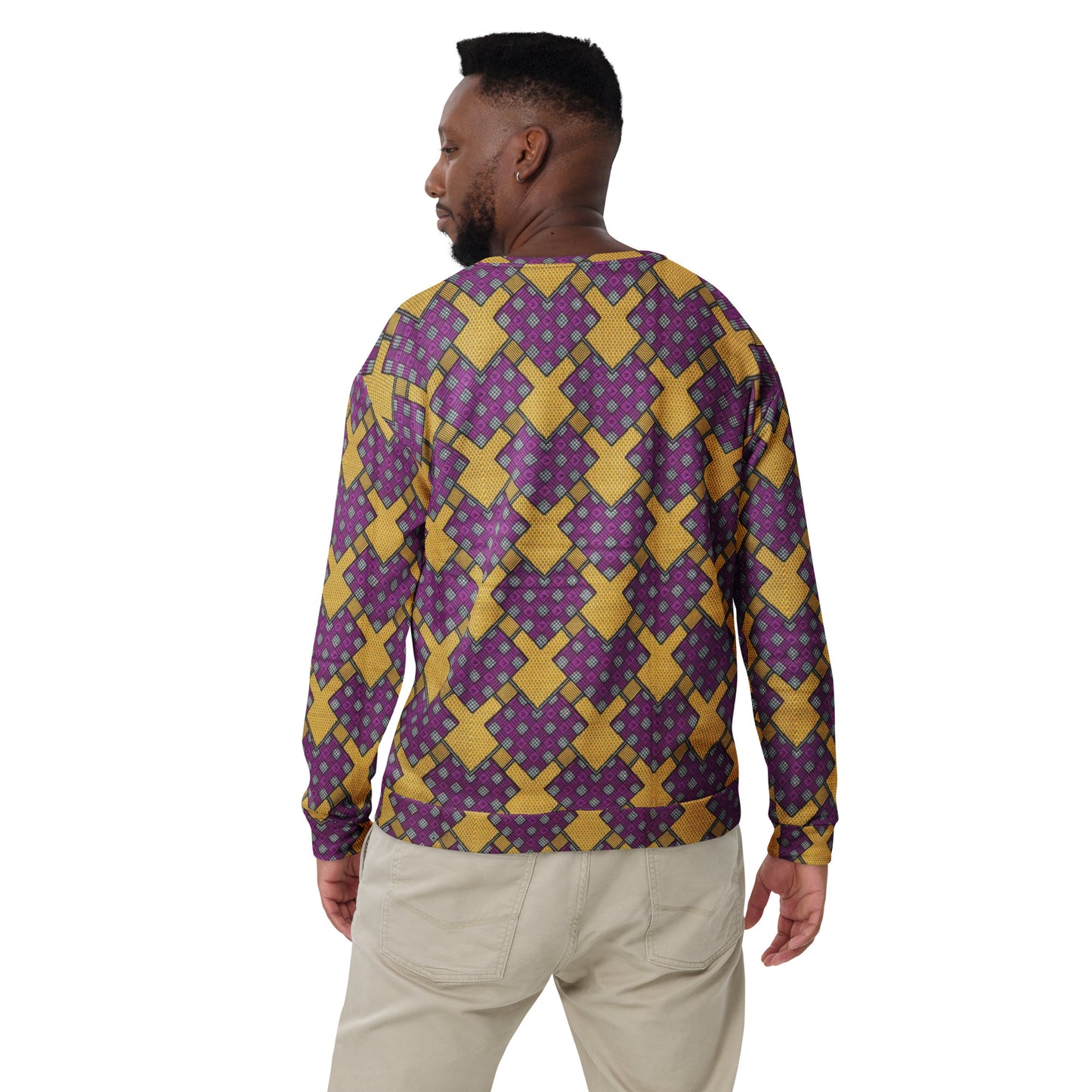 Purple Yellow Shapes Ankara Unisex Sweatshirt