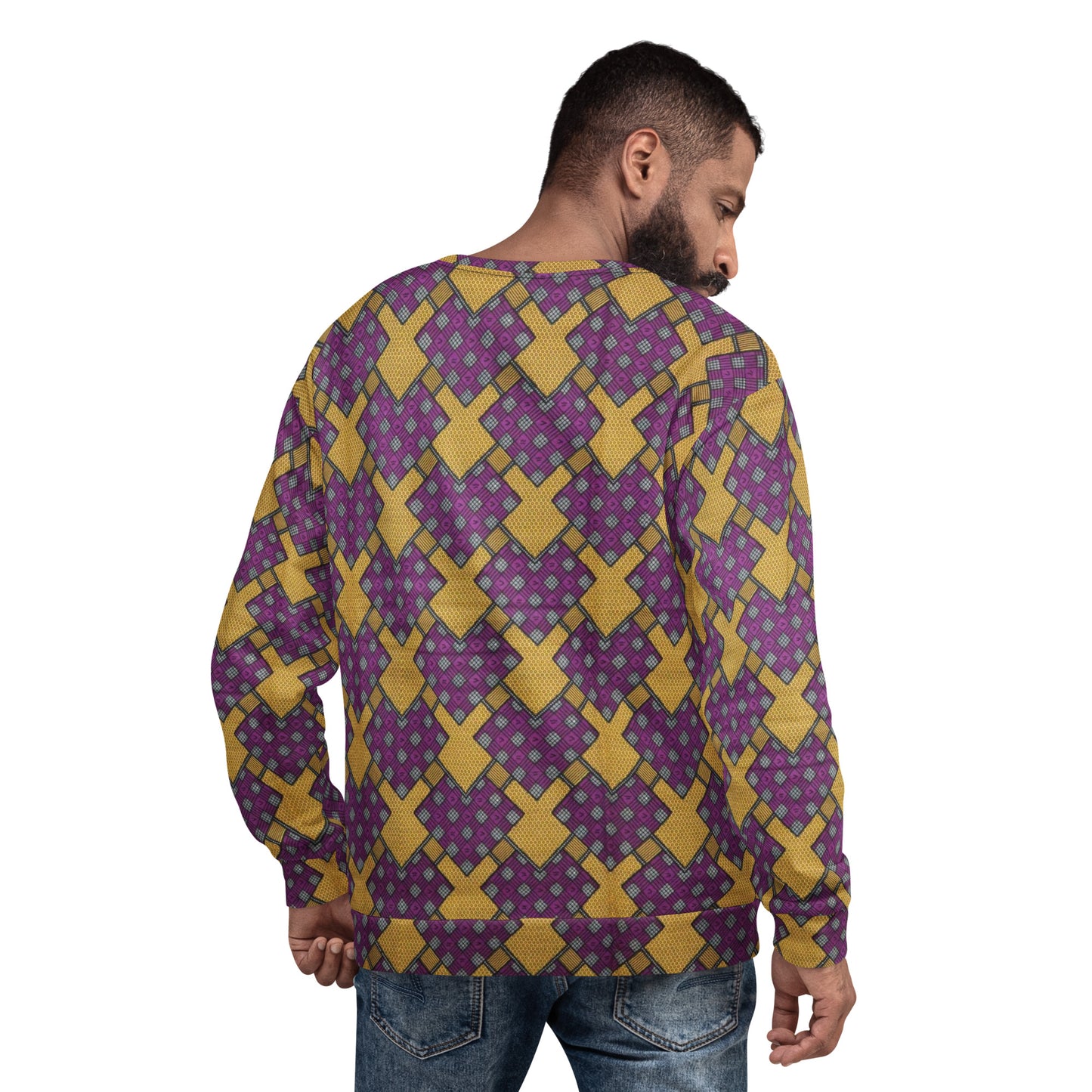 Purple Yellow Shapes Ankara Unisex Sweatshirt