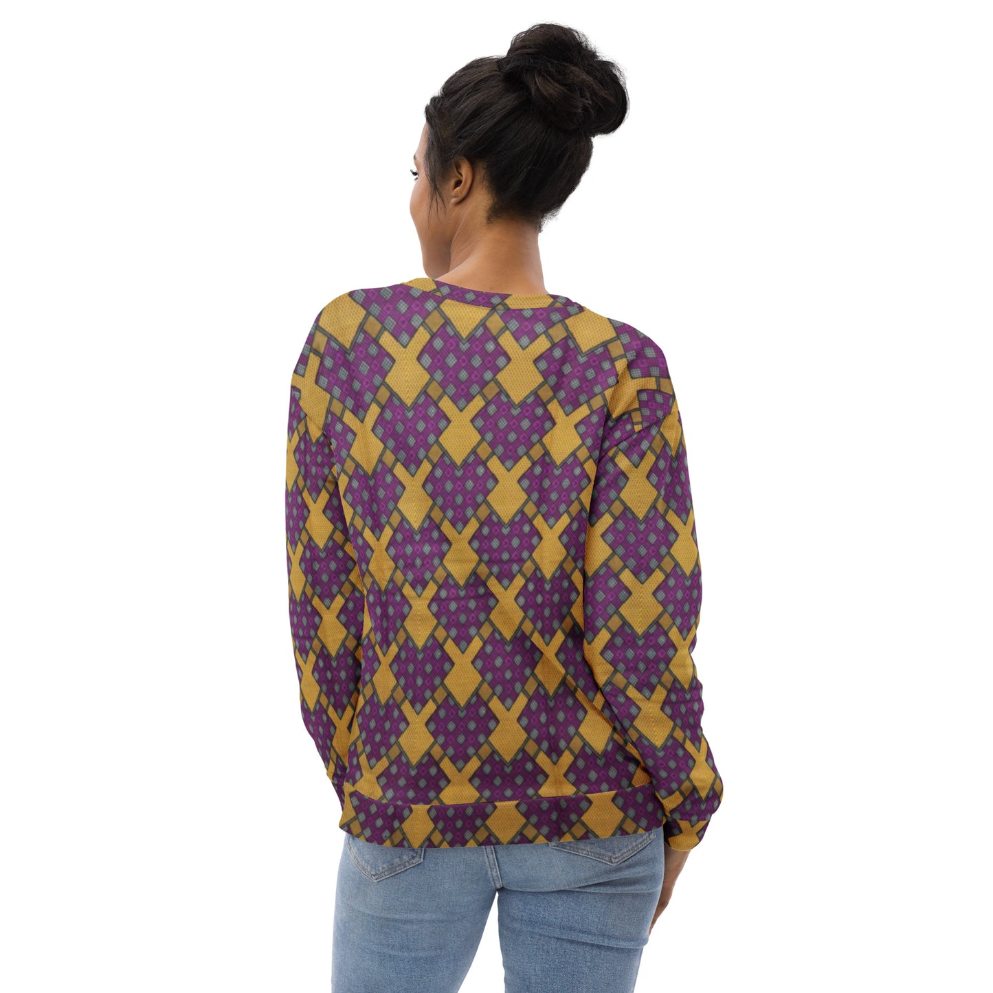 Purple Yellow Shapes Ankara Unisex Sweatshirt