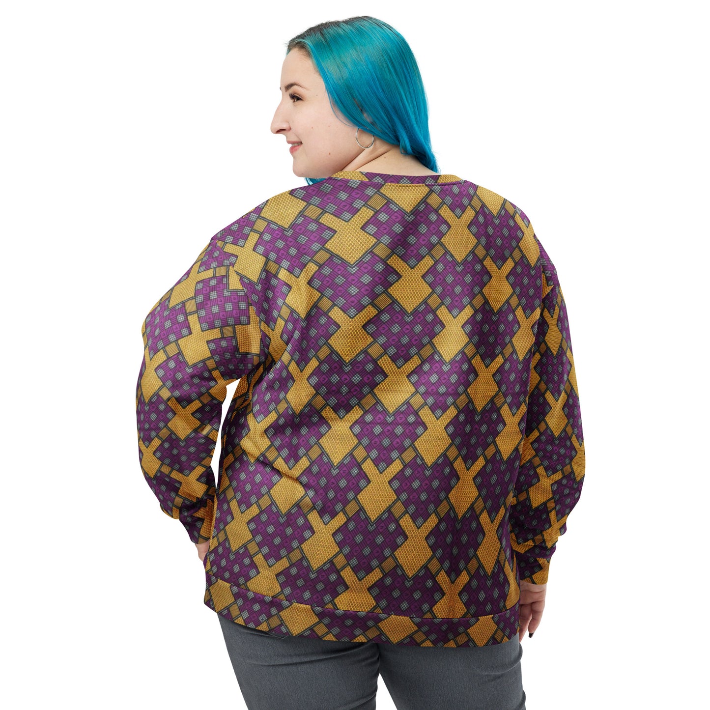 Purple Yellow Shapes Ankara Unisex Sweatshirt