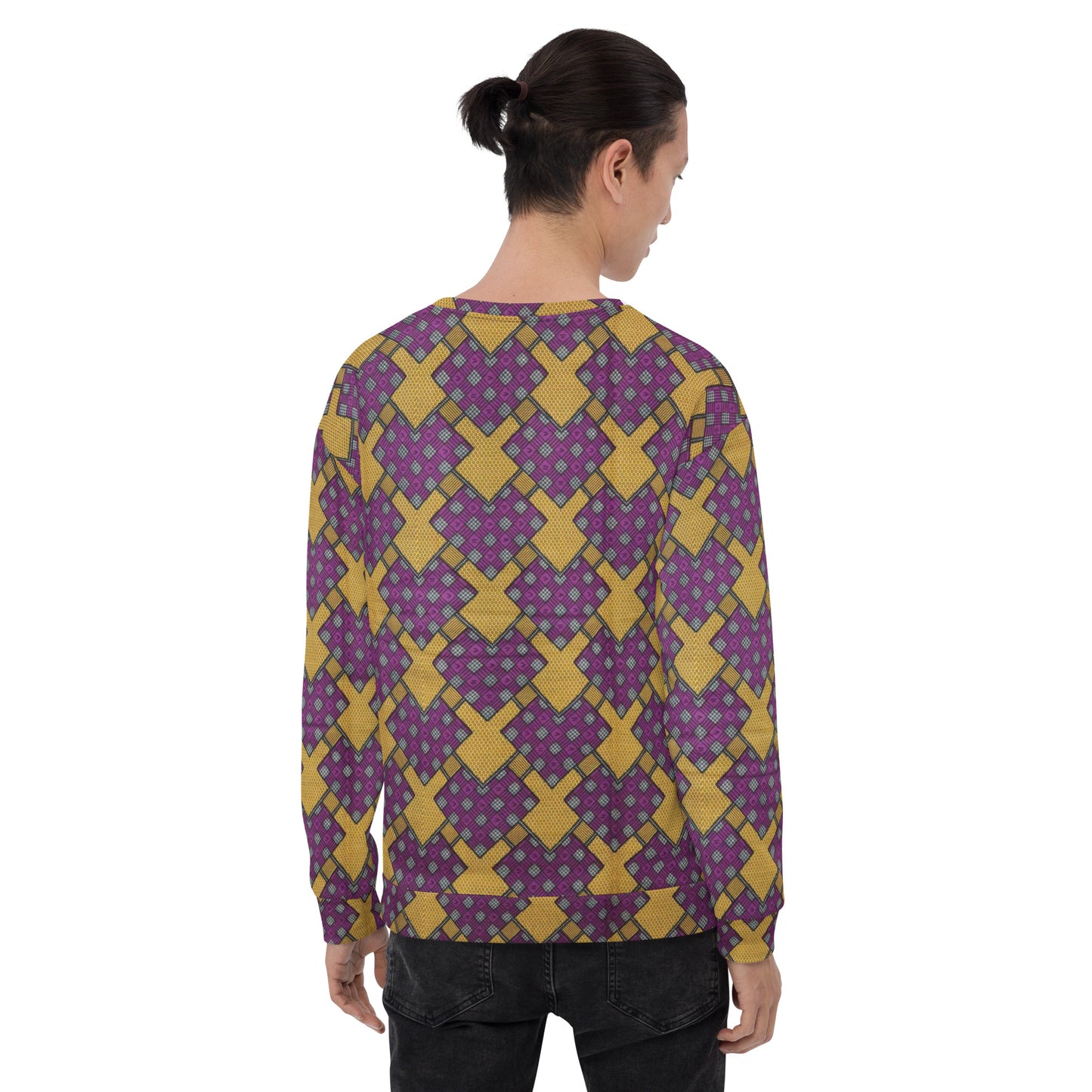 Purple Yellow Shapes Ankara Unisex Sweatshirt