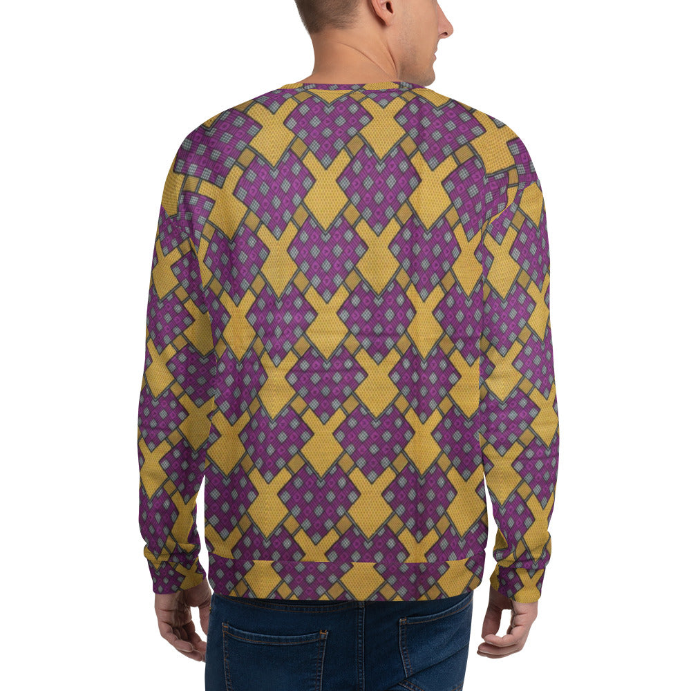 Purple Yellow Shapes Ankara Unisex Sweatshirt