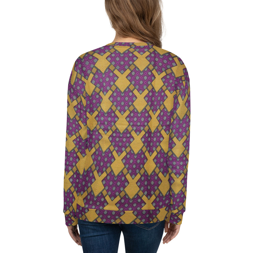 Purple Yellow Shapes Ankara Unisex Sweatshirt