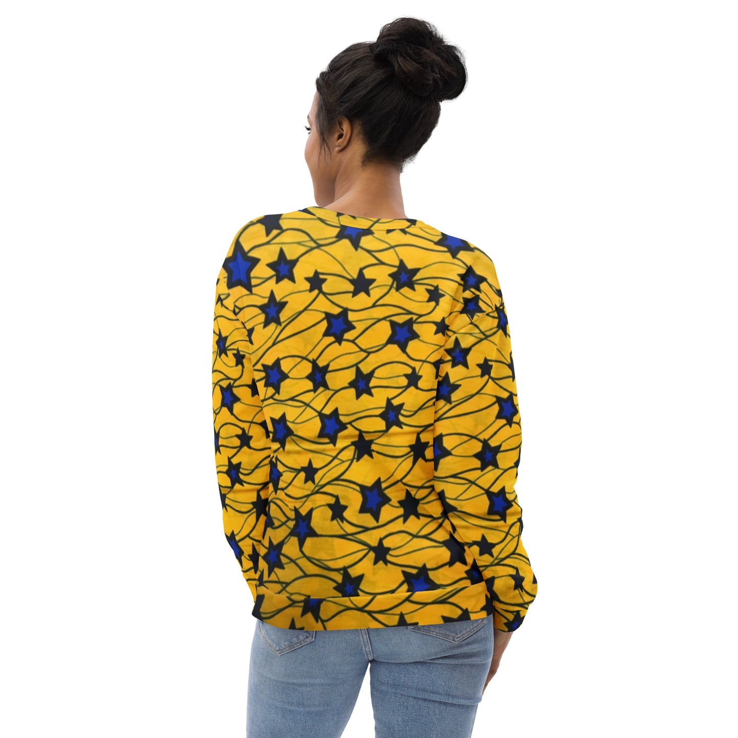 Yellow Blue Star Ankara Unisex Sweatshirt