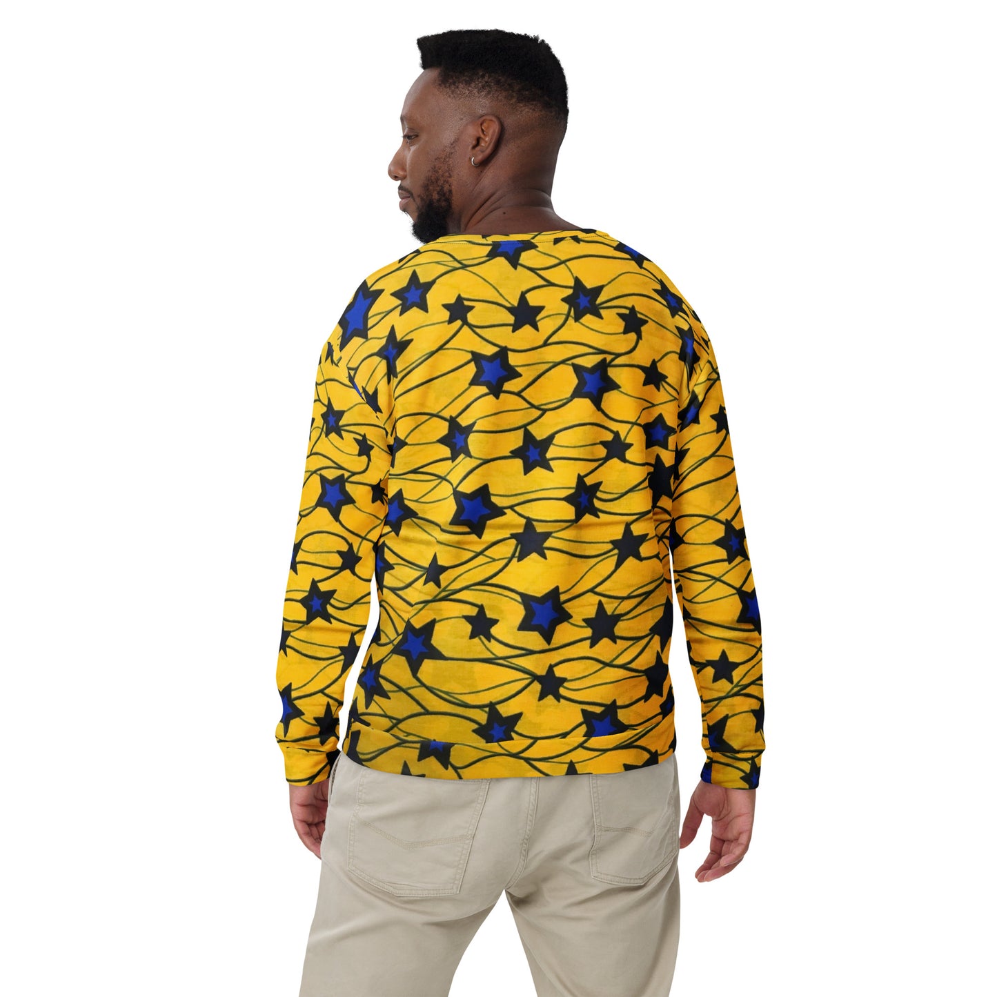 Yellow Blue Star Ankara Unisex Sweatshirt