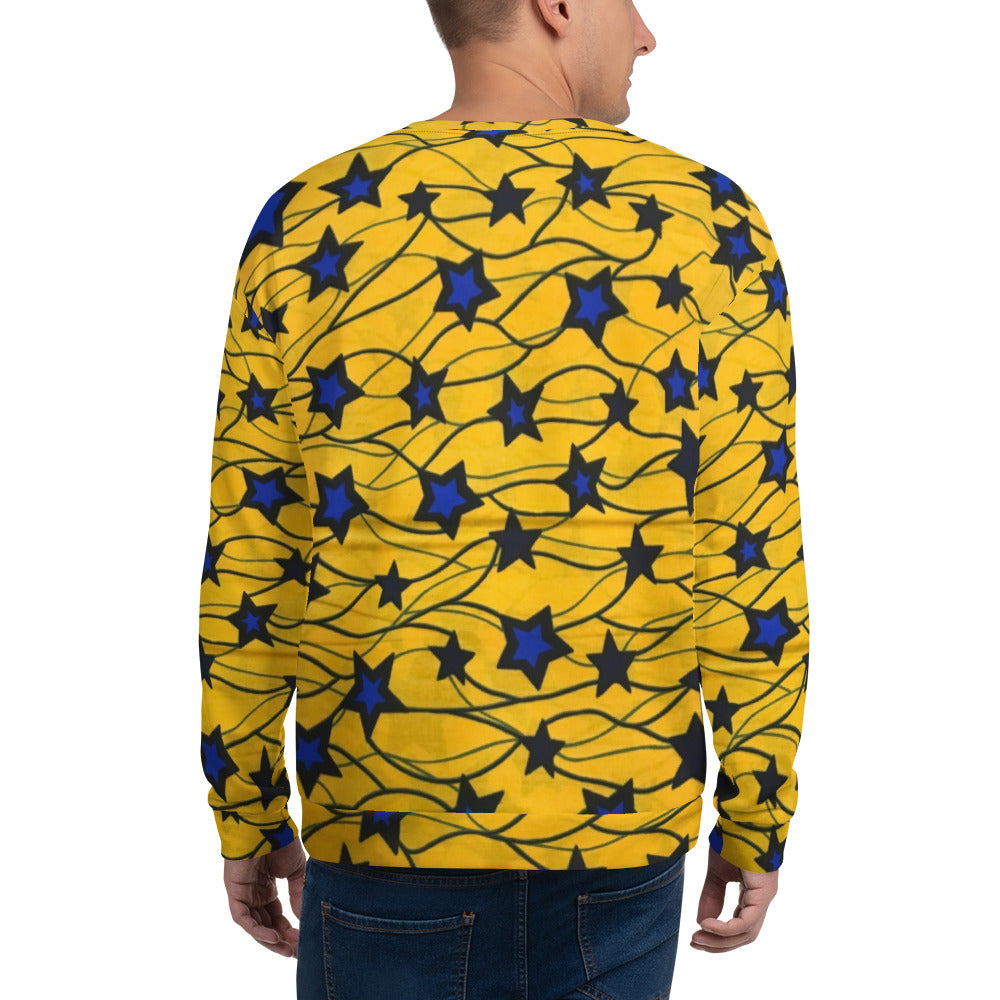 Yellow Blue Star Ankara Unisex Sweatshirt