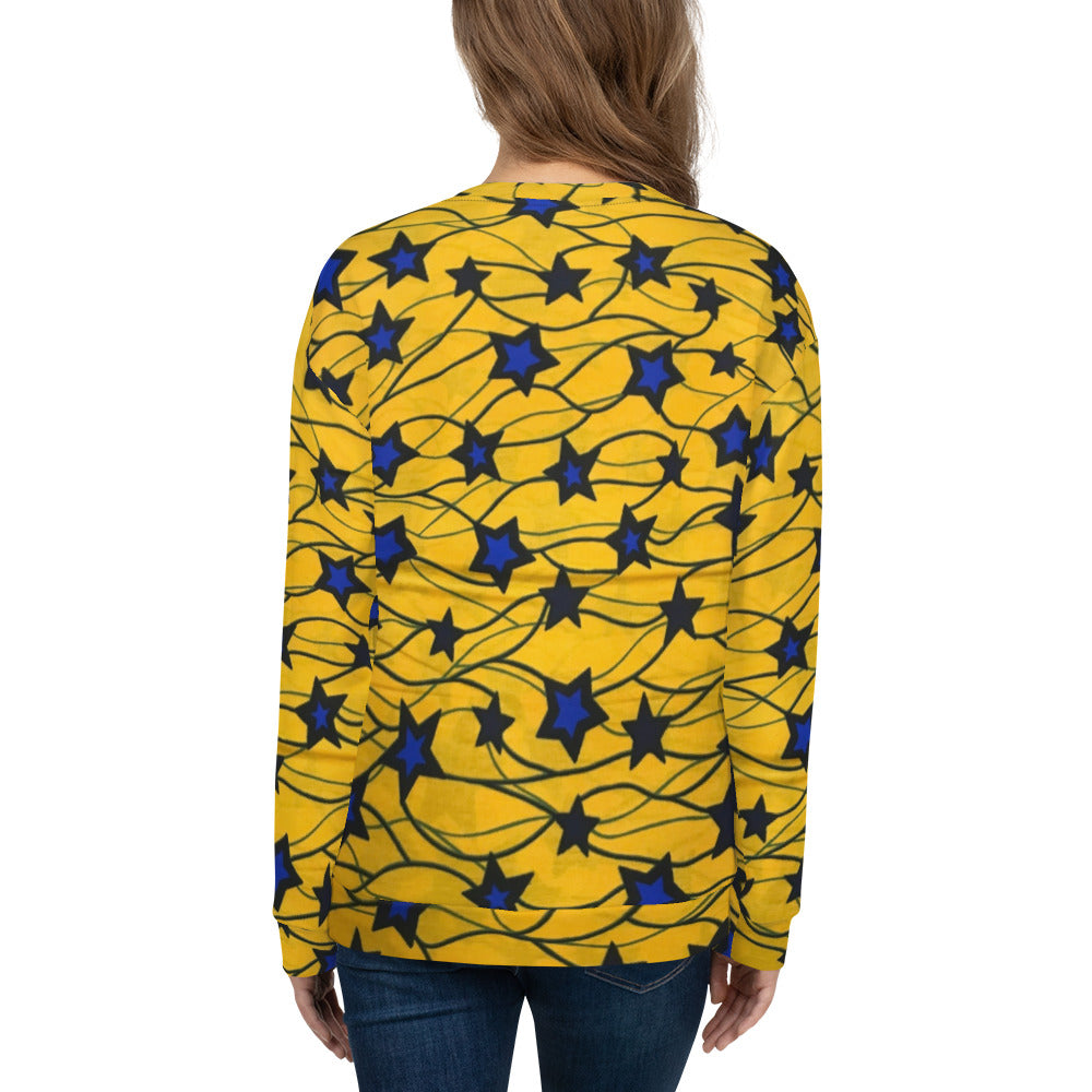 Yellow Blue Star Ankara Unisex Sweatshirt