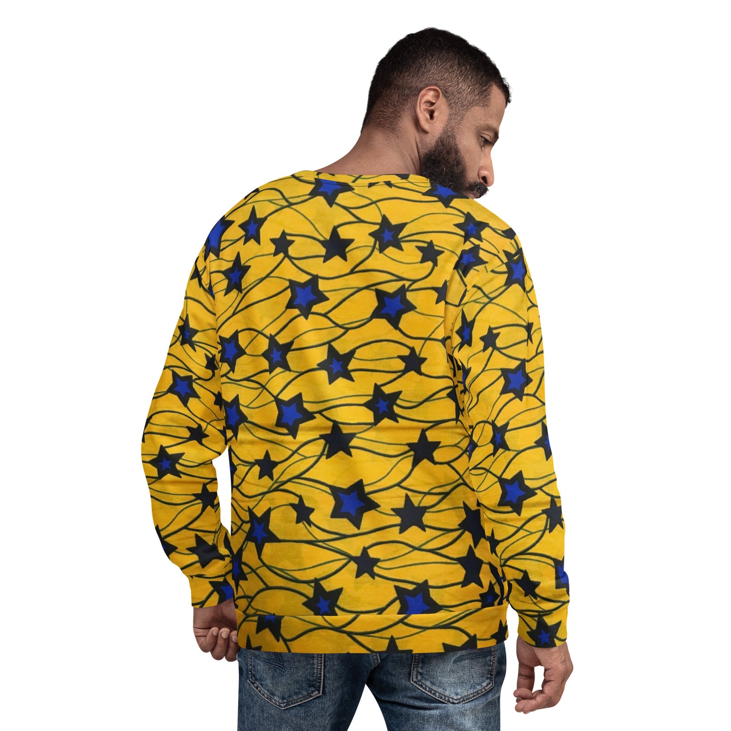 Yellow Blue Star Ankara Unisex Sweatshirt