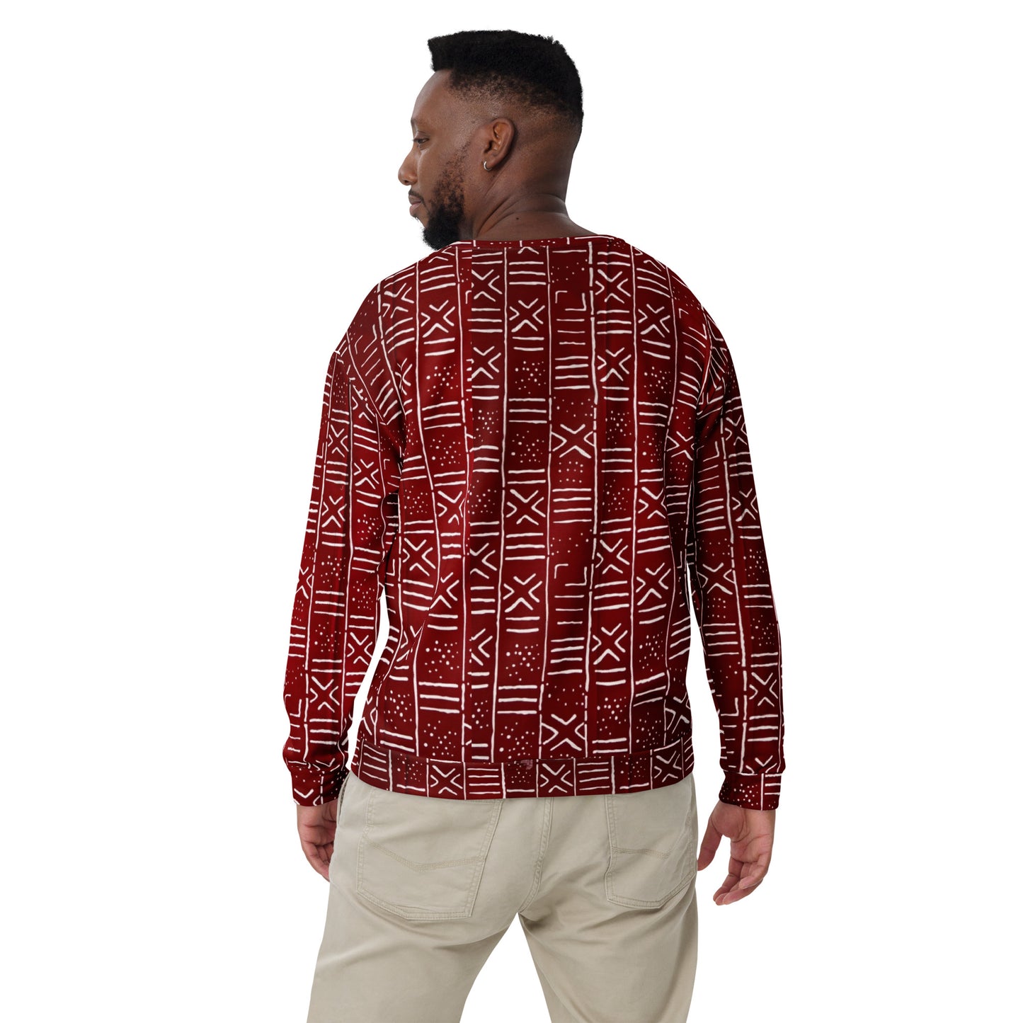 Red White African Print Ankara Unisex Sweatshirt