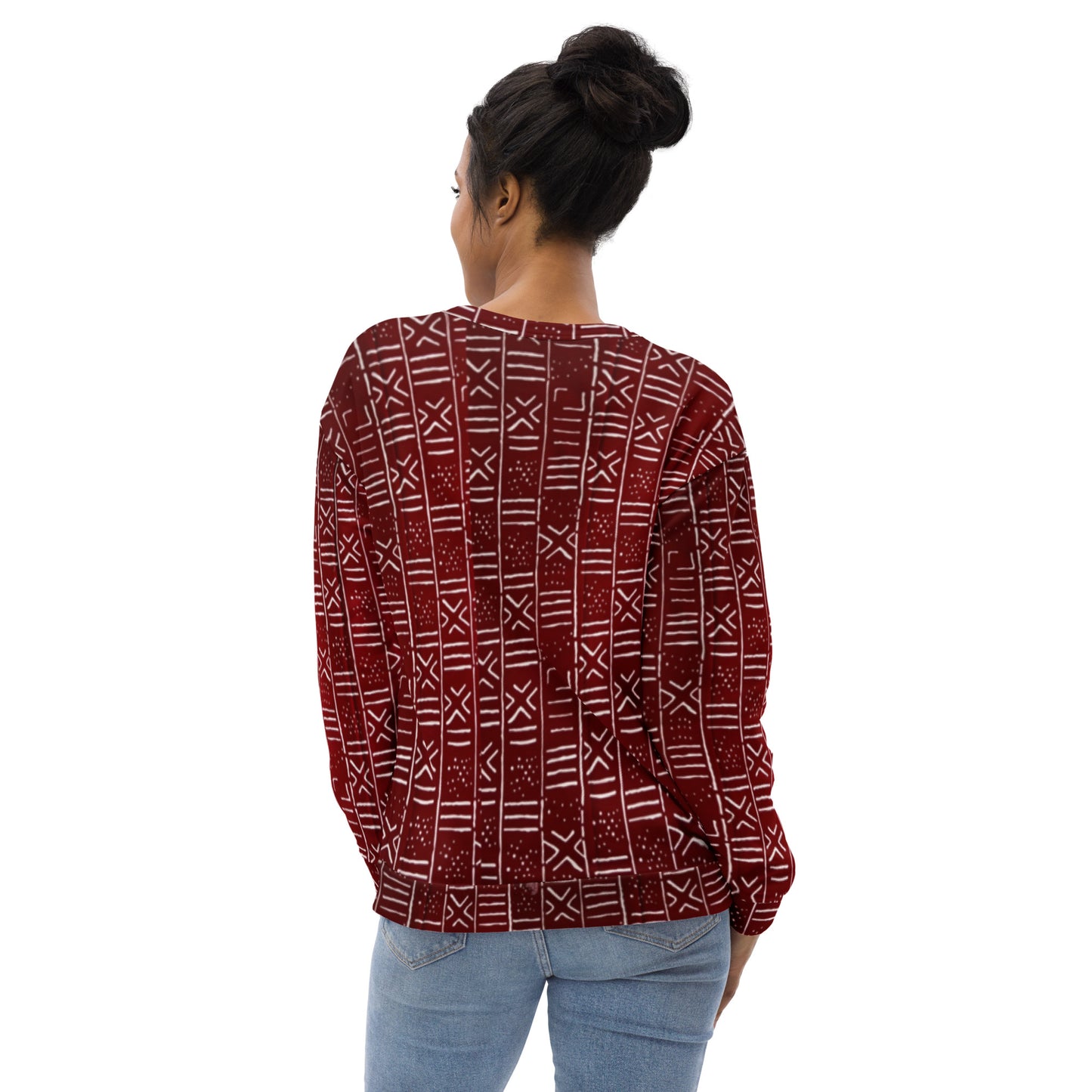 Red White African Print Ankara Unisex Sweatshirt