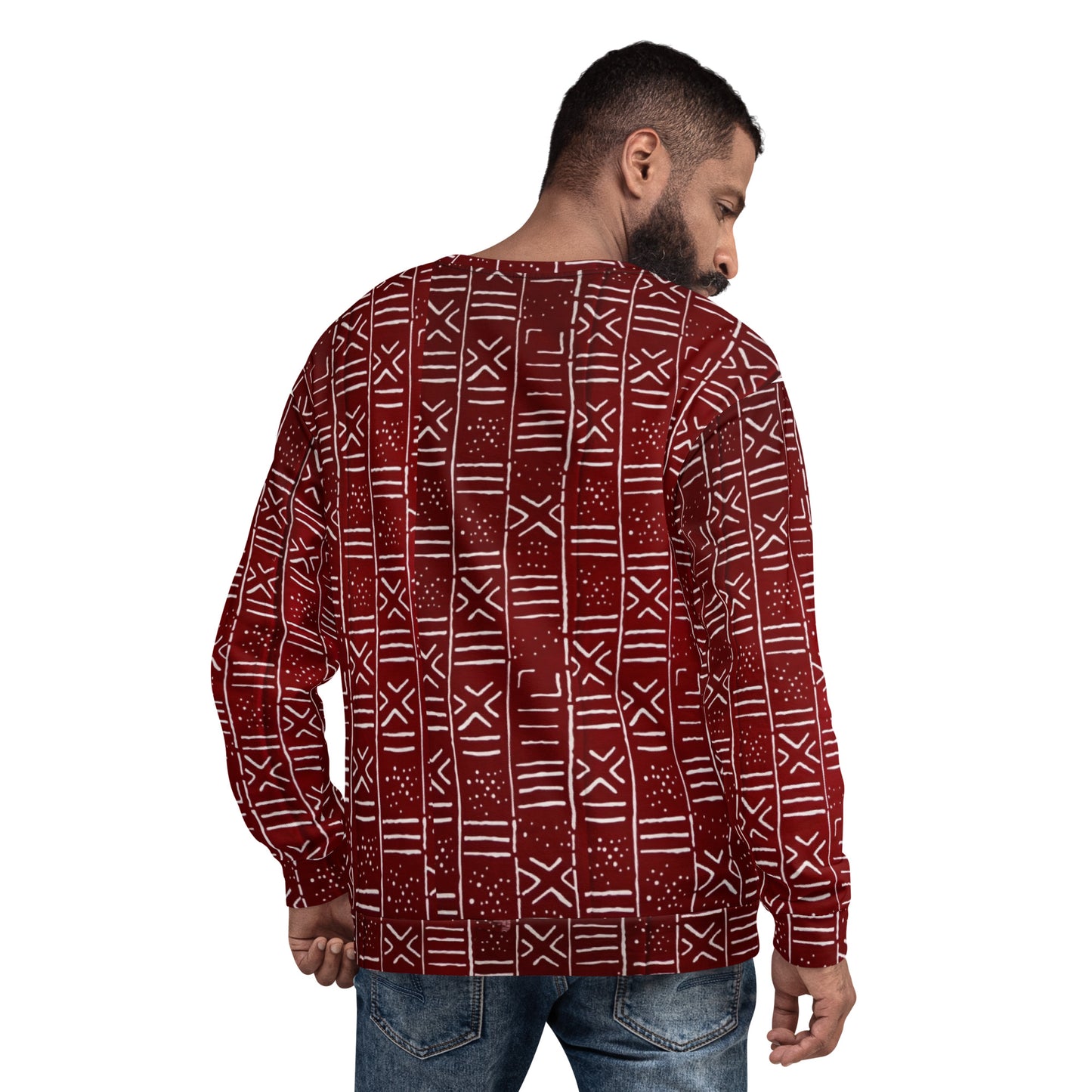 Red White African Print Ankara Unisex Sweatshirt