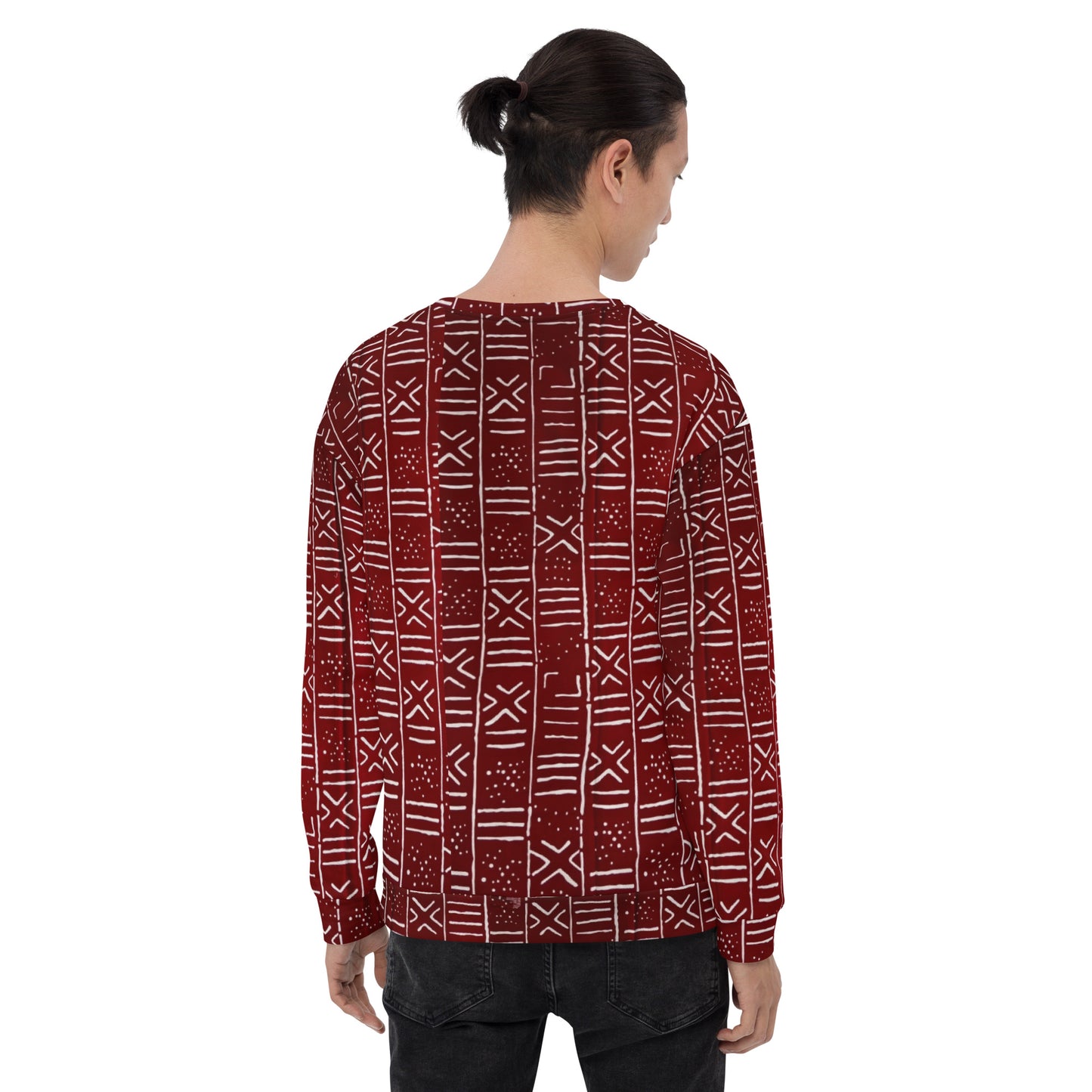 Red White African Print Ankara Unisex Sweatshirt