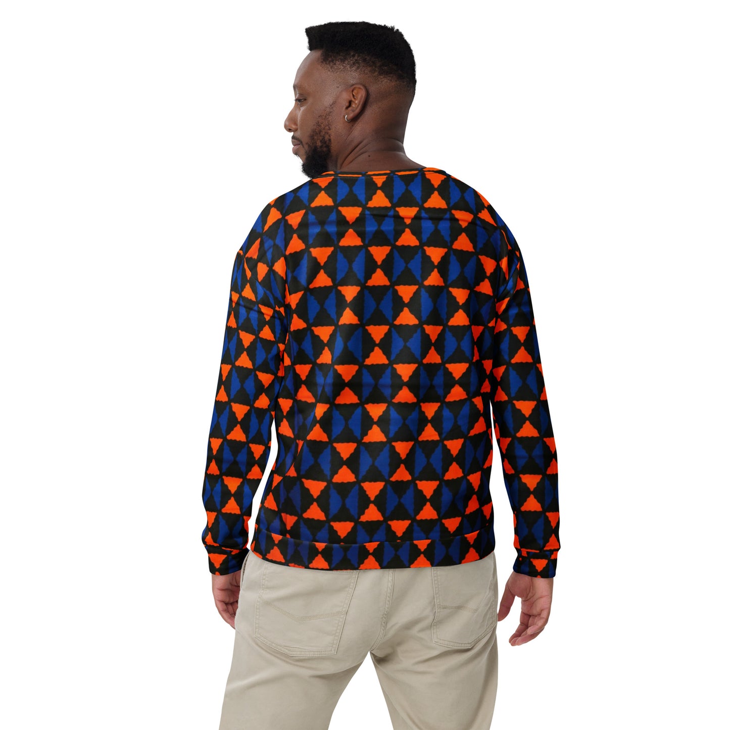 Orange Blue Triangle Ankara Unisex Sweatshirt