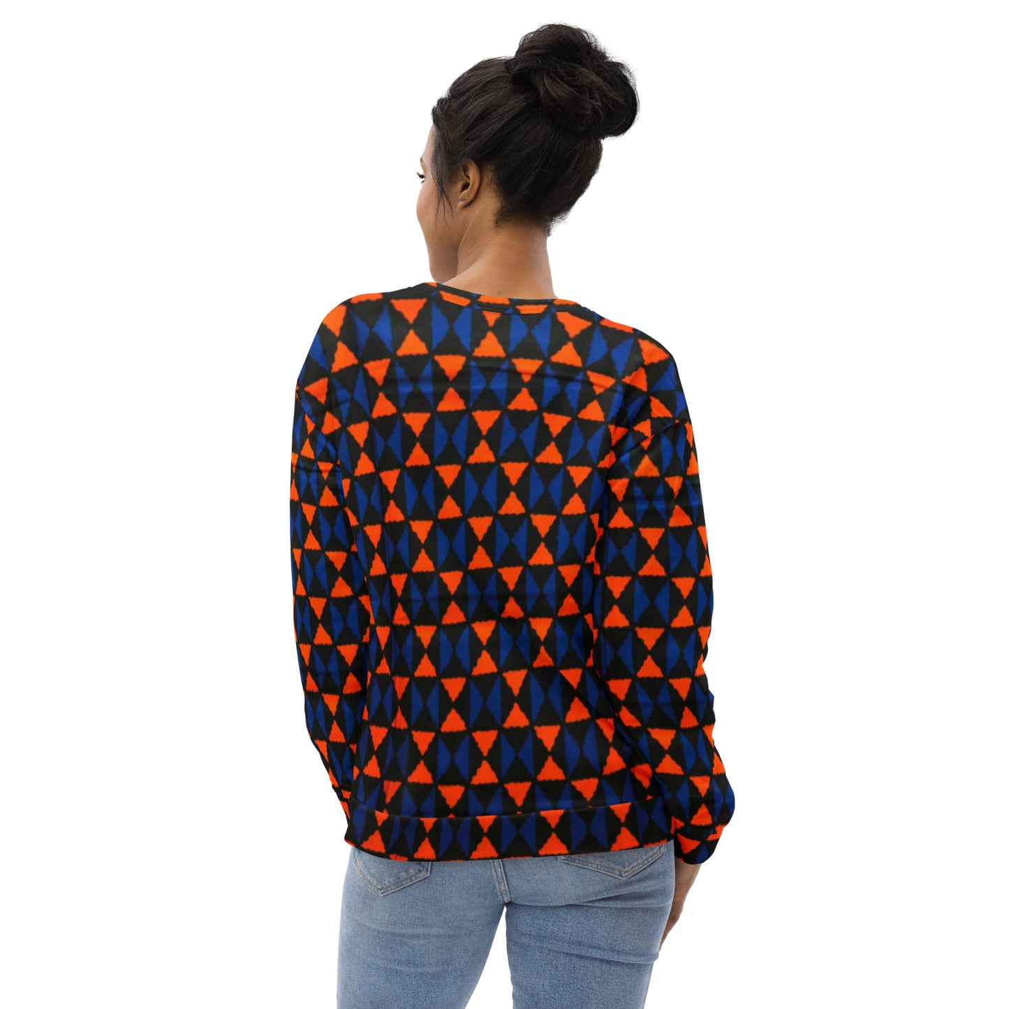 Orange Blue Triangle Ankara Unisex Sweatshirt