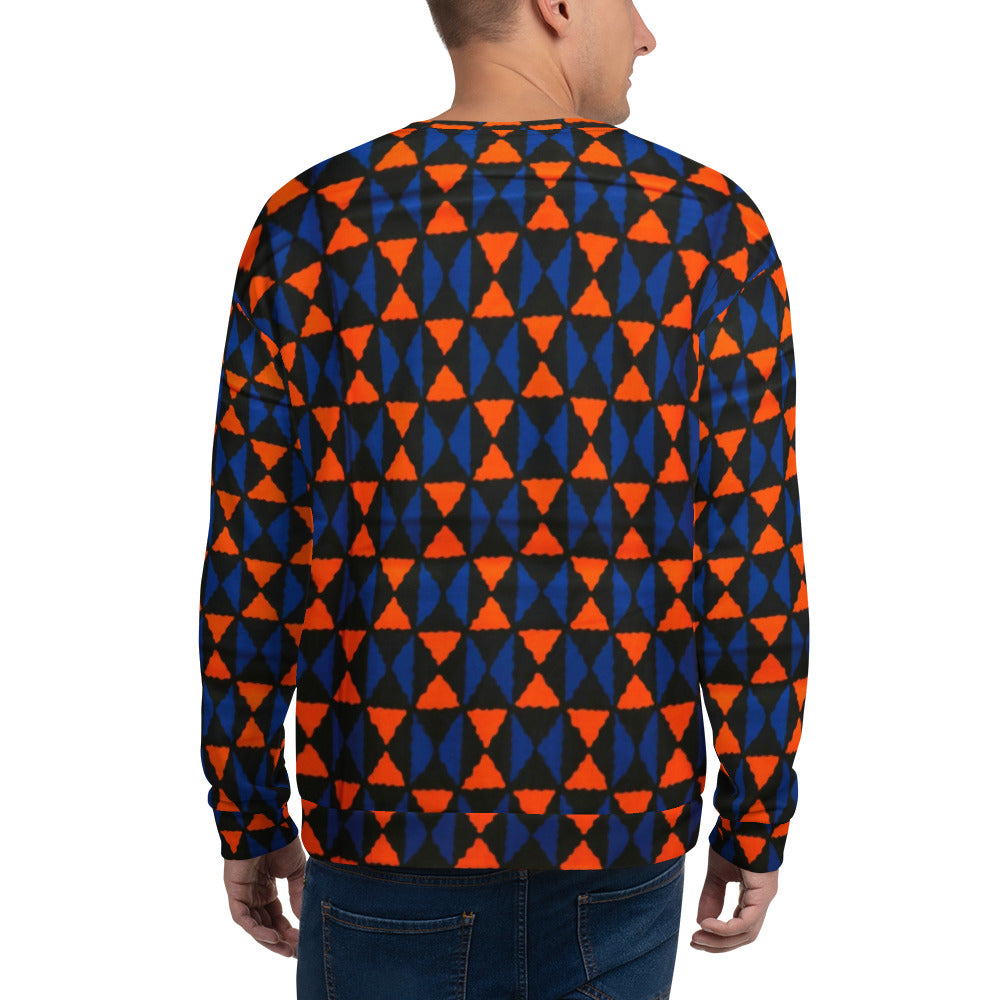 Orange Blue Triangle Ankara Unisex Sweatshirt