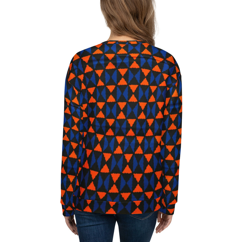 Orange Blue Triangle Ankara Unisex Sweatshirt