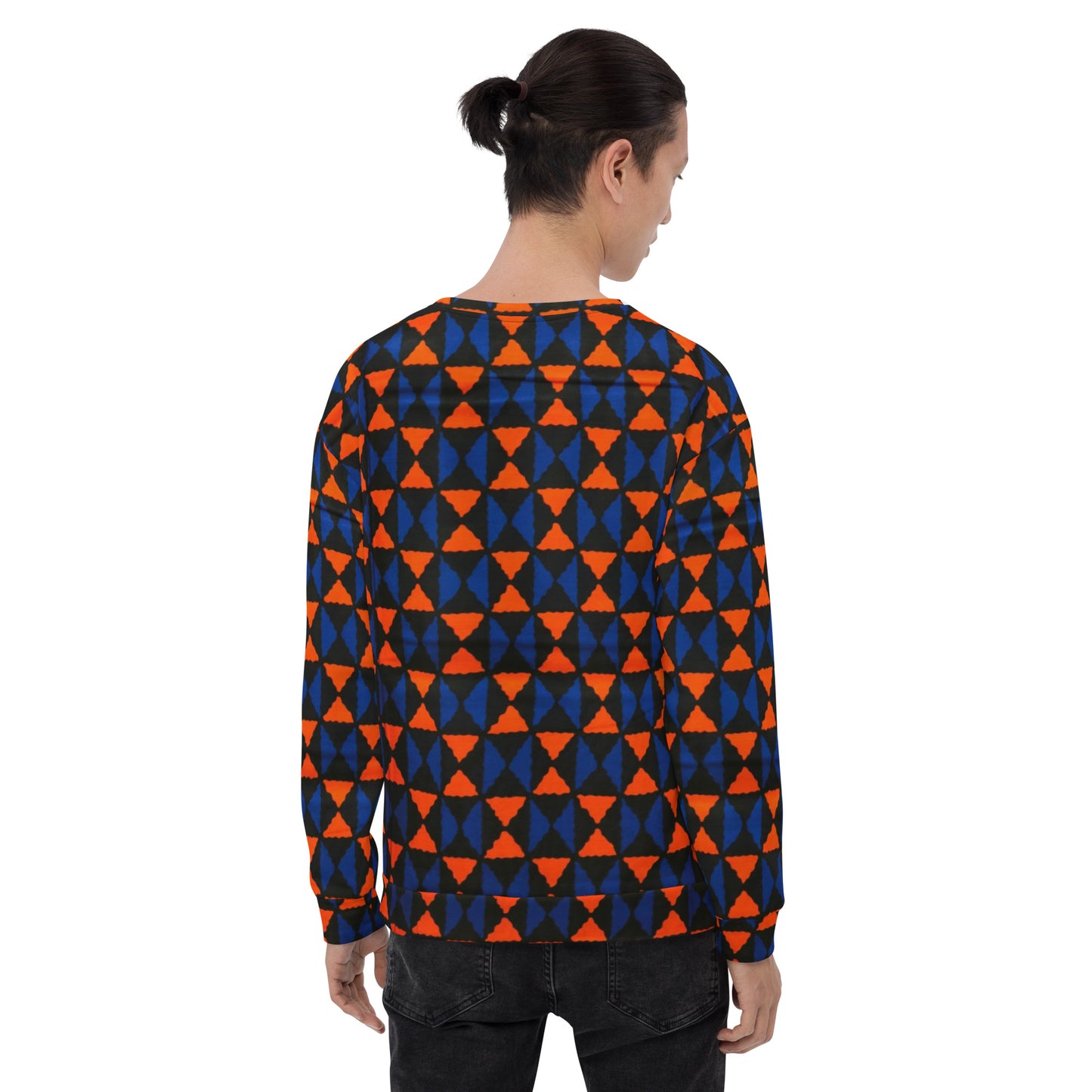 Orange Blue Triangle Ankara Unisex Sweatshirt