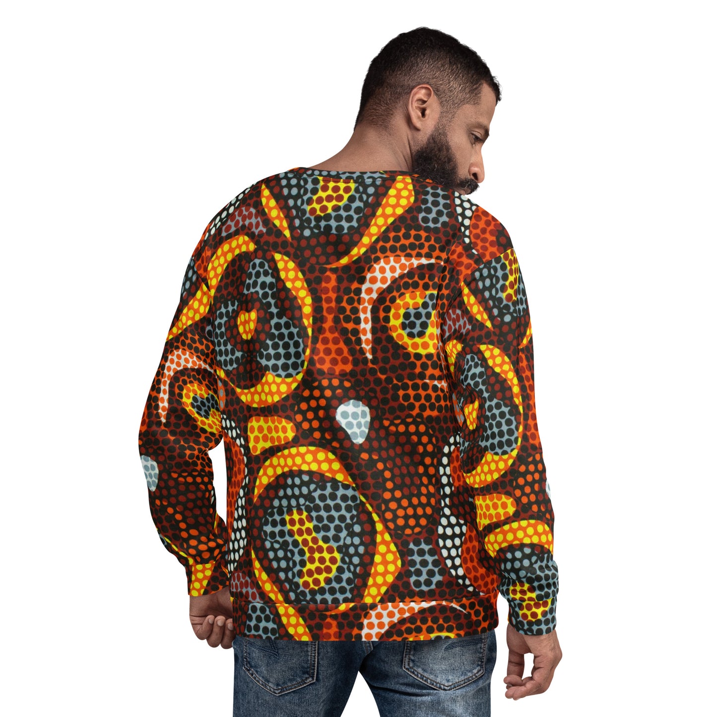 Multicolour Orange Abstract Ankara Unisex Sweatshirt