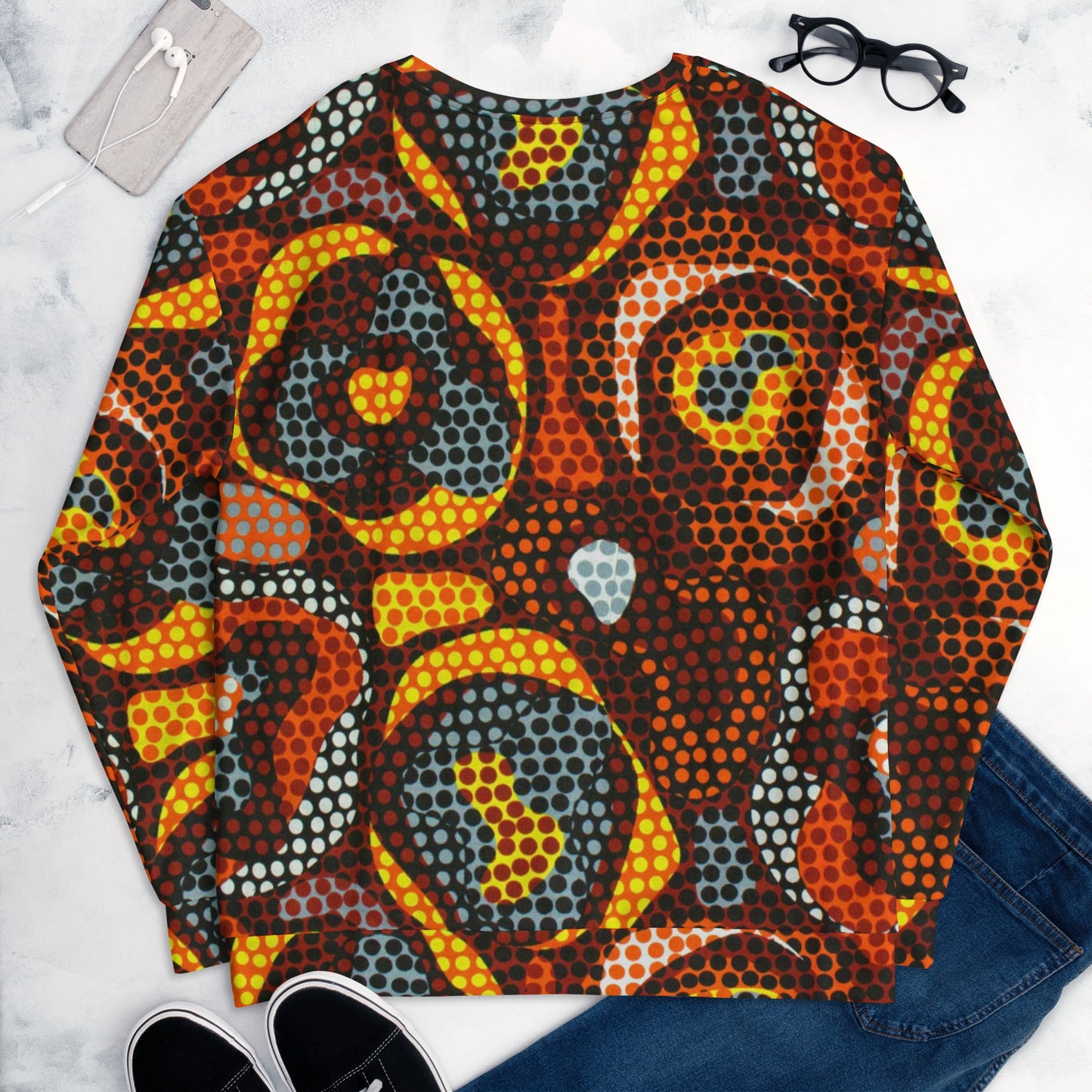 Multicolour Orange Abstract Ankara Unisex Sweatshirt