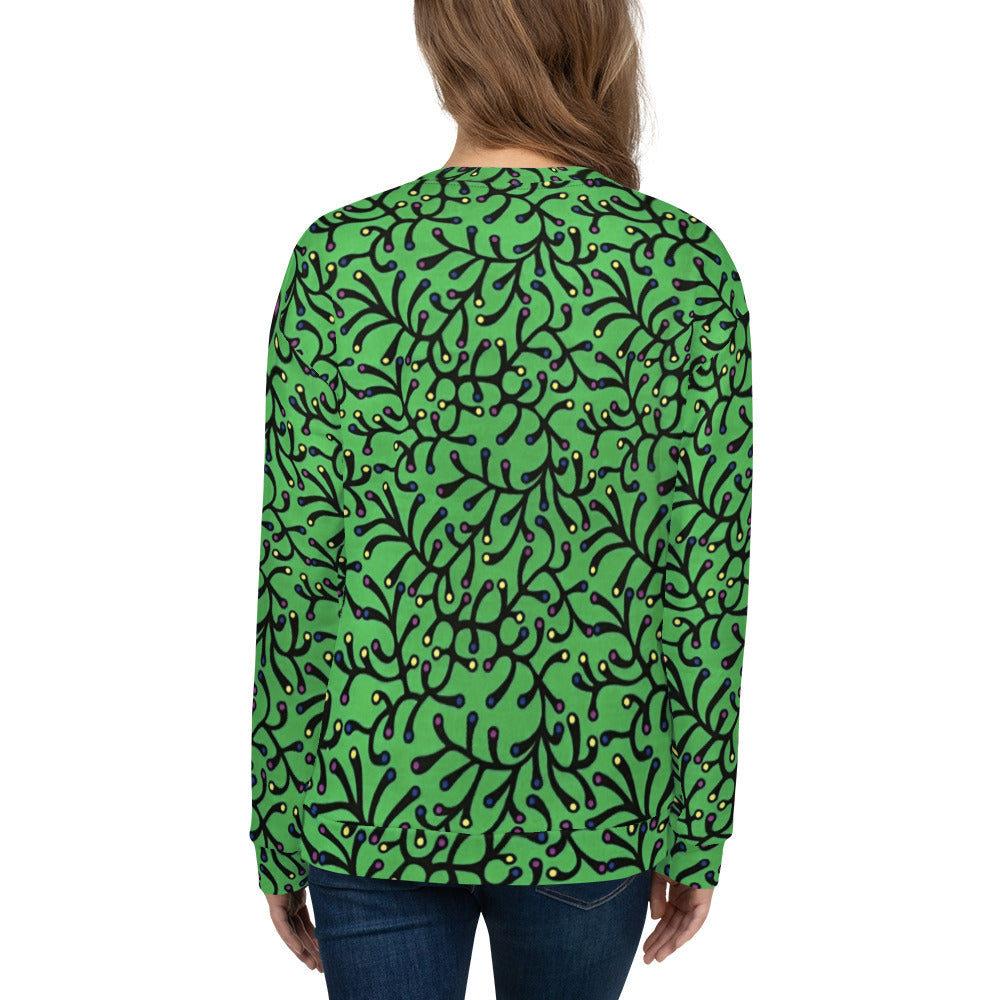 Vibrant Green And Yellow Polka Dots Ankara Unisex Sweatshirt