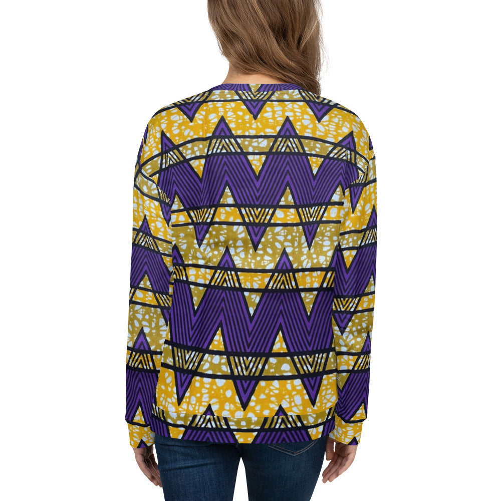 Purple Yellow Kente Ankara Unisex Sweatshirt