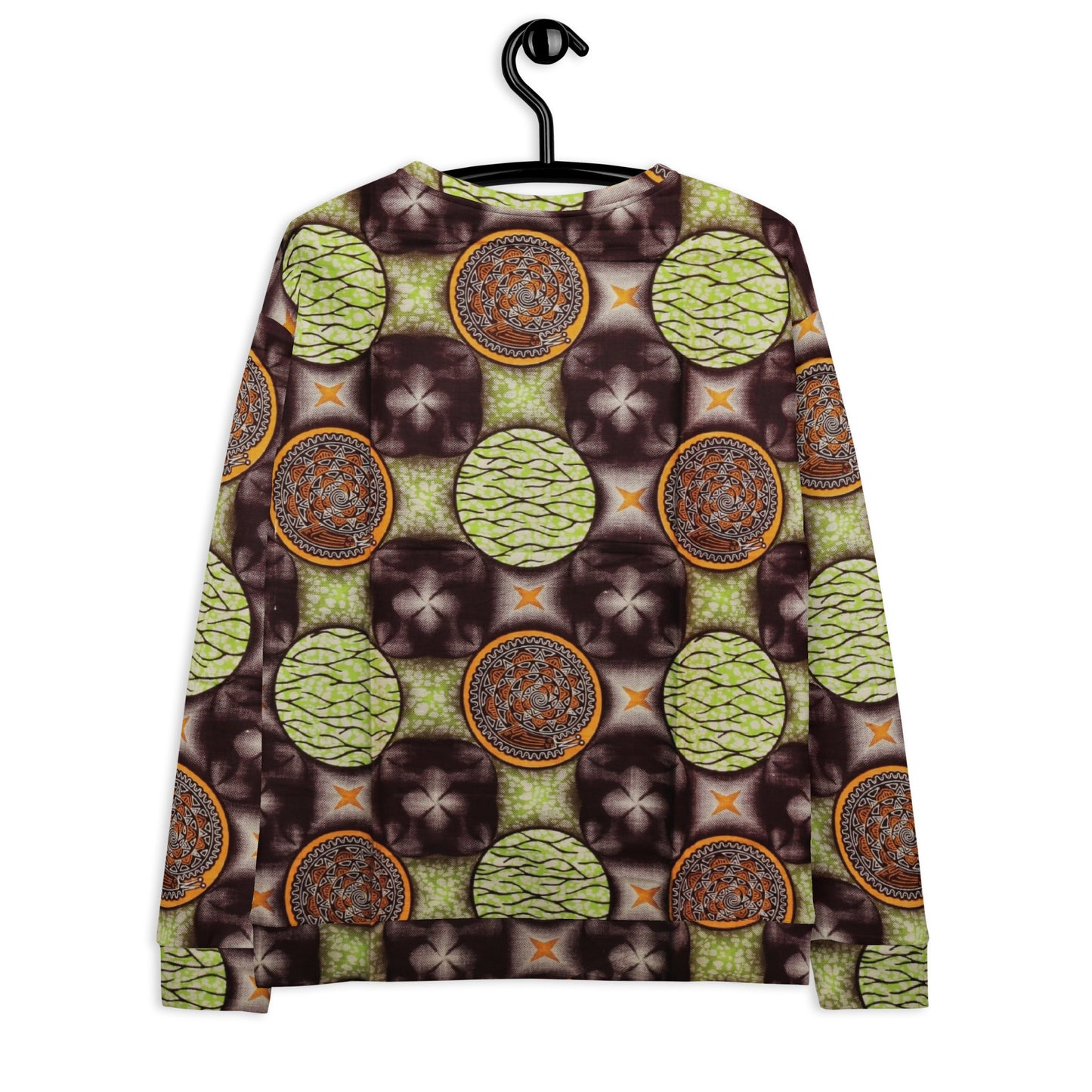 Lime Green On Brown Ankara Unisex Sweatshirt