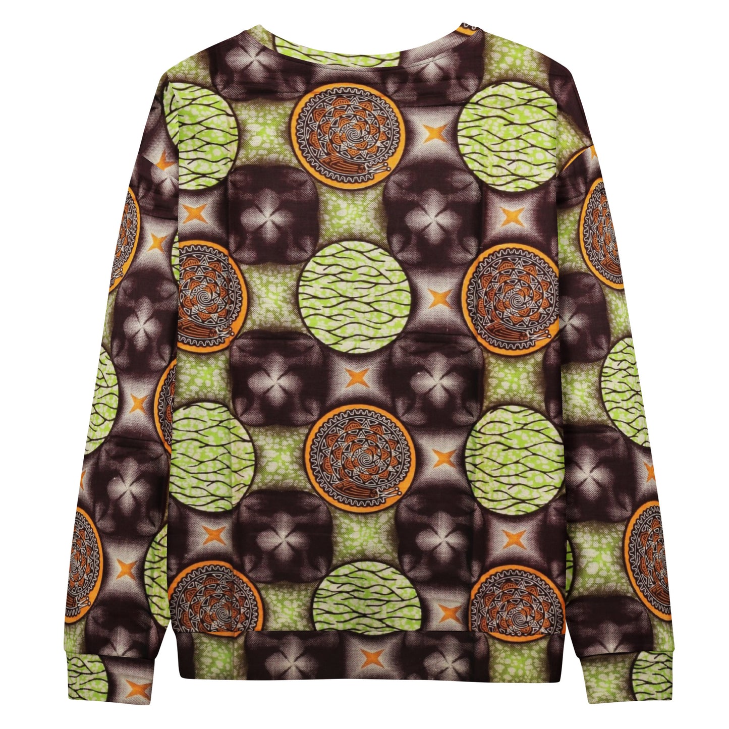 Lime Green On Brown Ankara Unisex Sweatshirt