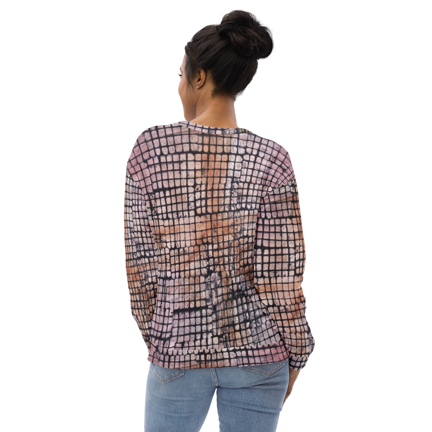 Pink Checked Adire Unisex Sweatshirt