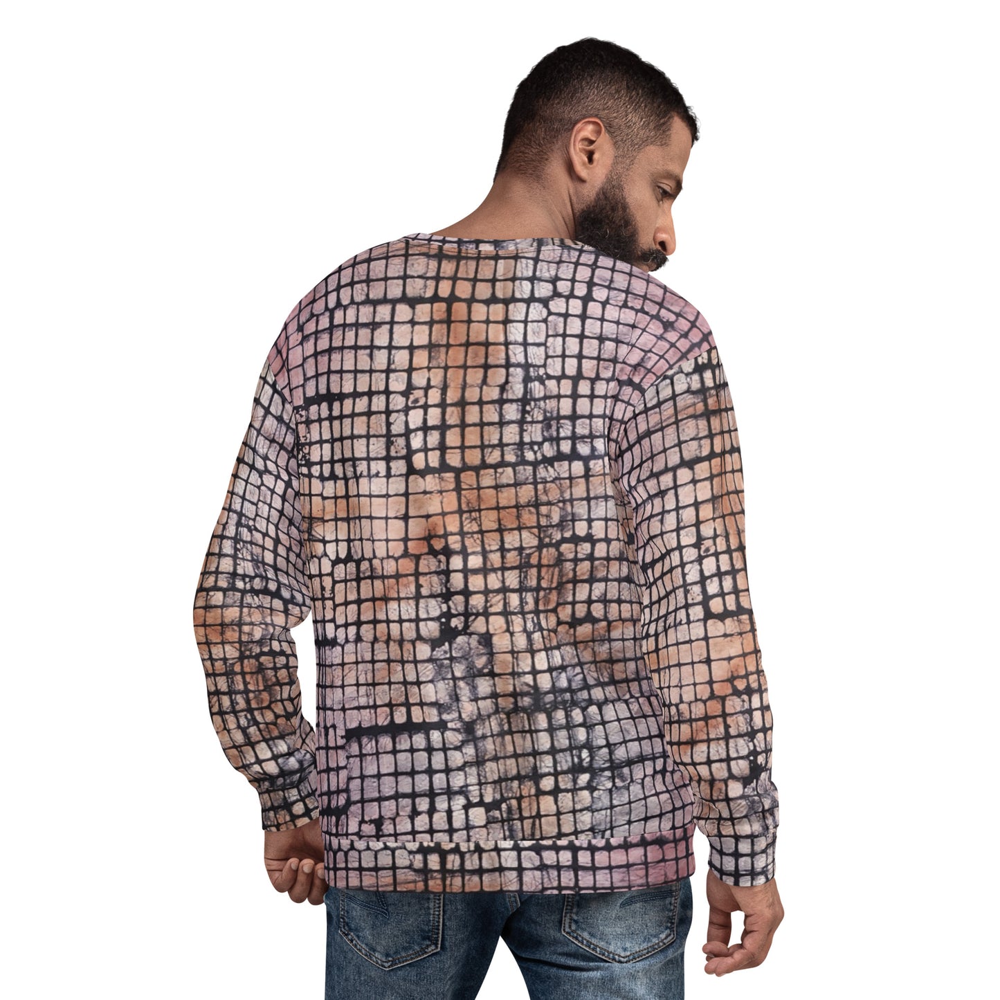 Pink Checked Adire Unisex Sweatshirt