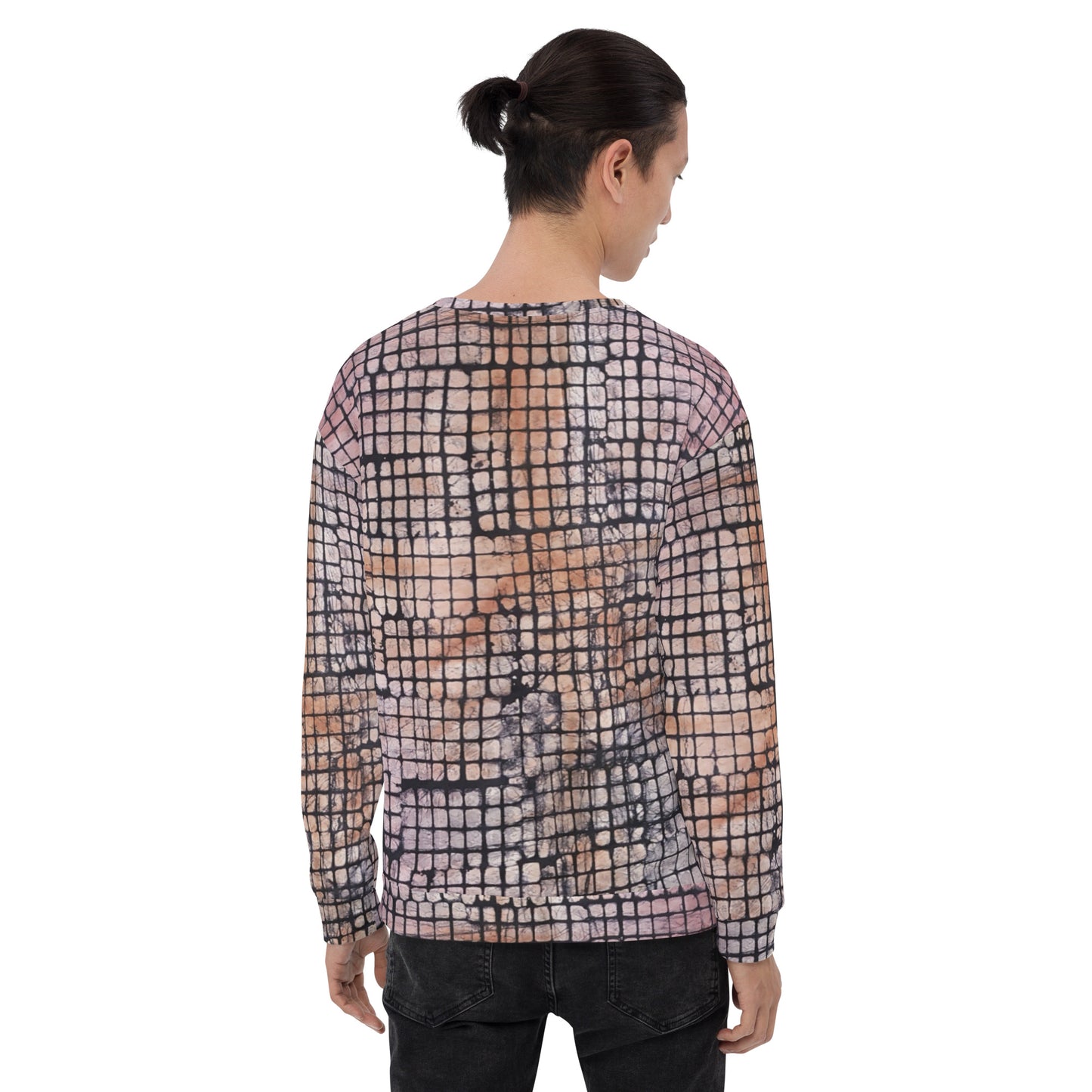 Pink Checked Adire Unisex Sweatshirt