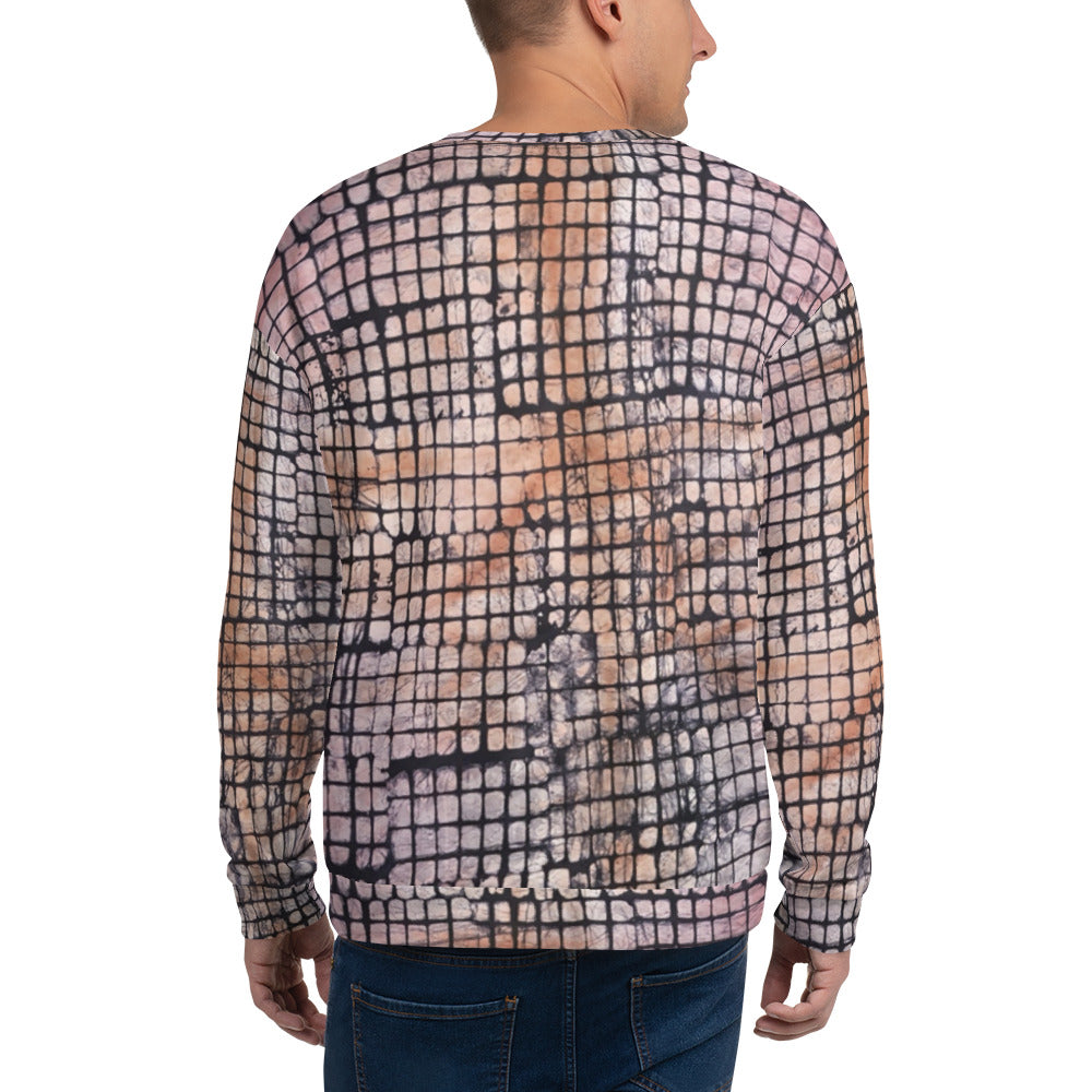 Pink Checked Adire Unisex Sweatshirt