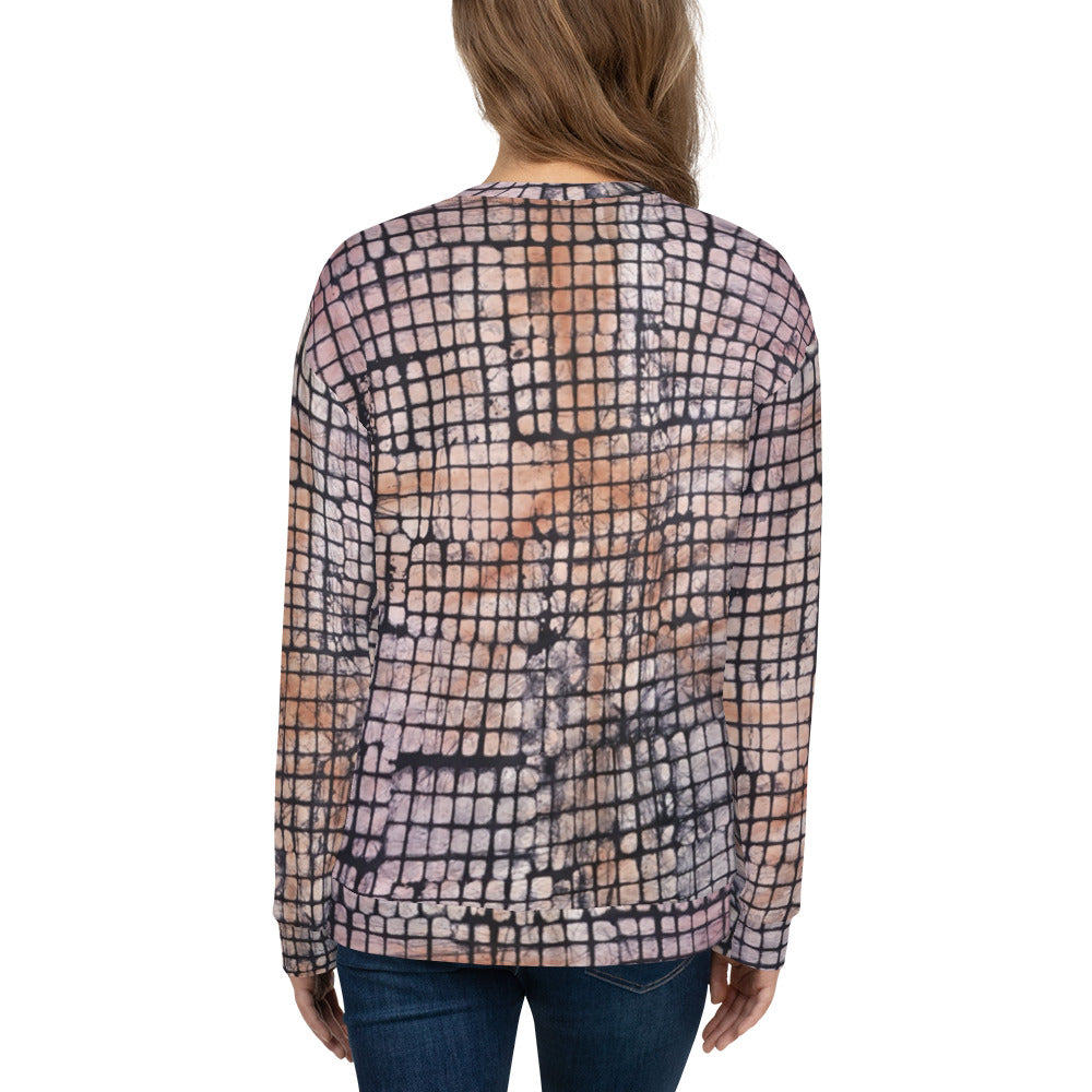 Pink Checked Adire Unisex Sweatshirt