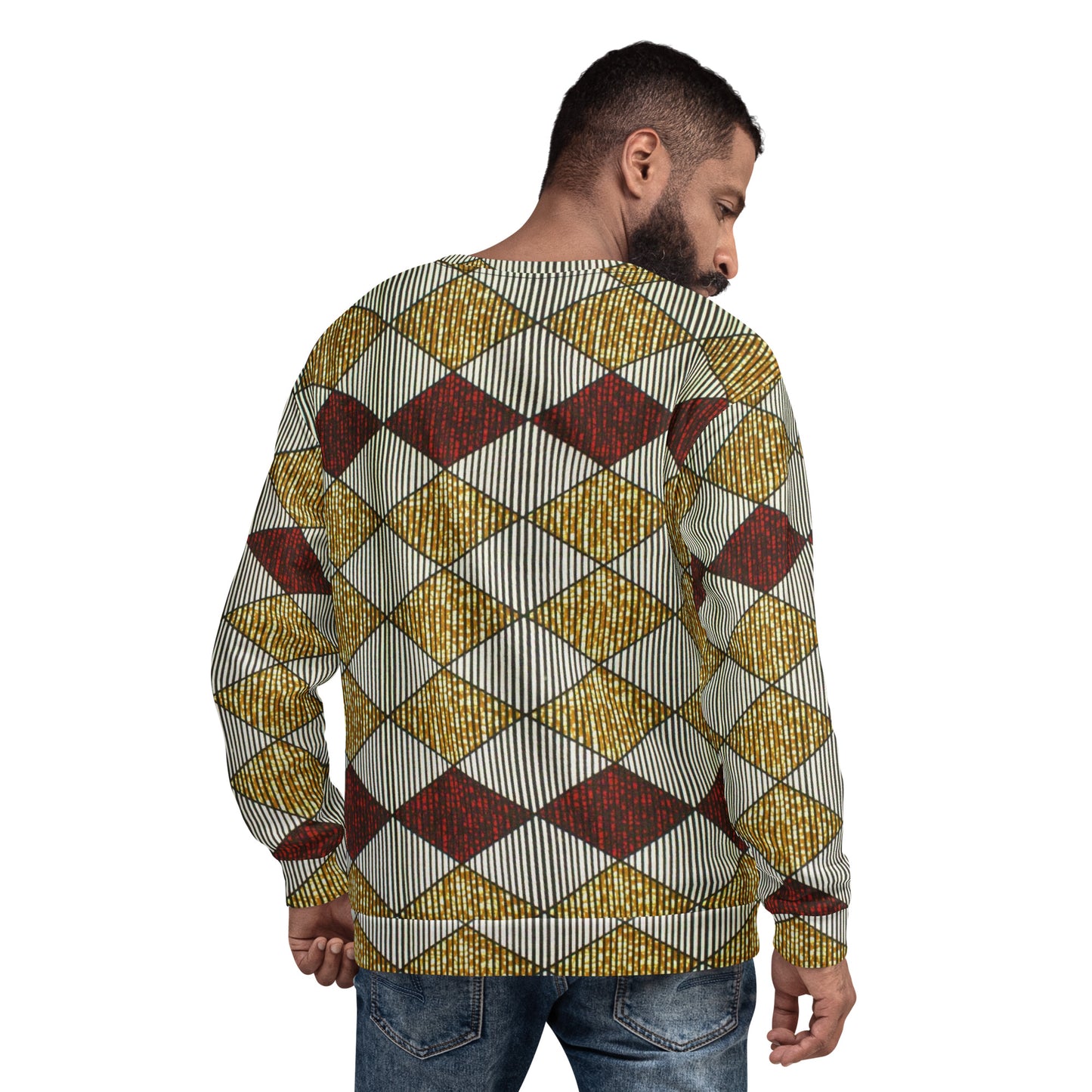 Burgundy Gold Diamond Ankara Unisex Sweatshirt