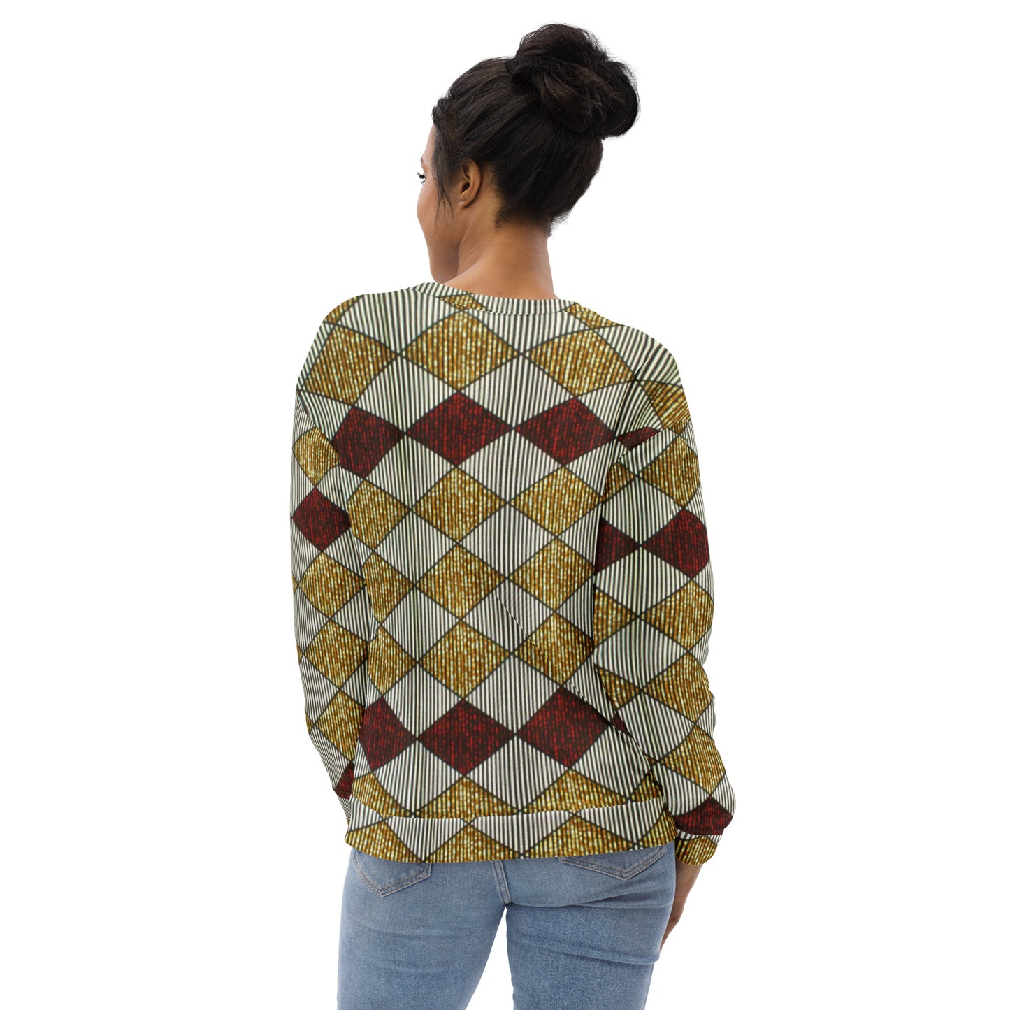 Burgundy Gold Diamond Ankara Unisex Sweatshirt