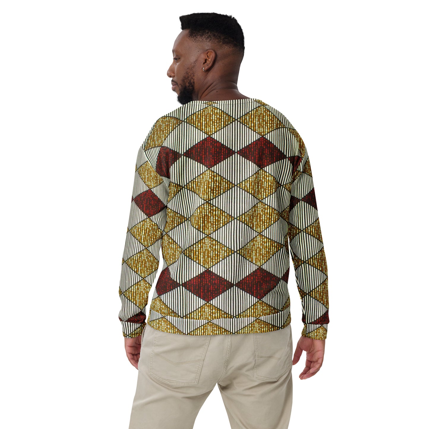 Burgundy Gold Diamond Ankara Unisex Sweatshirt