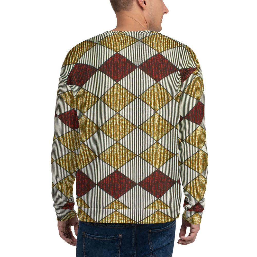 Burgundy Gold Diamond Ankara Unisex Sweatshirt