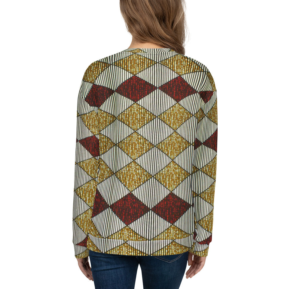 Burgundy Gold Diamond Ankara Unisex Sweatshirt