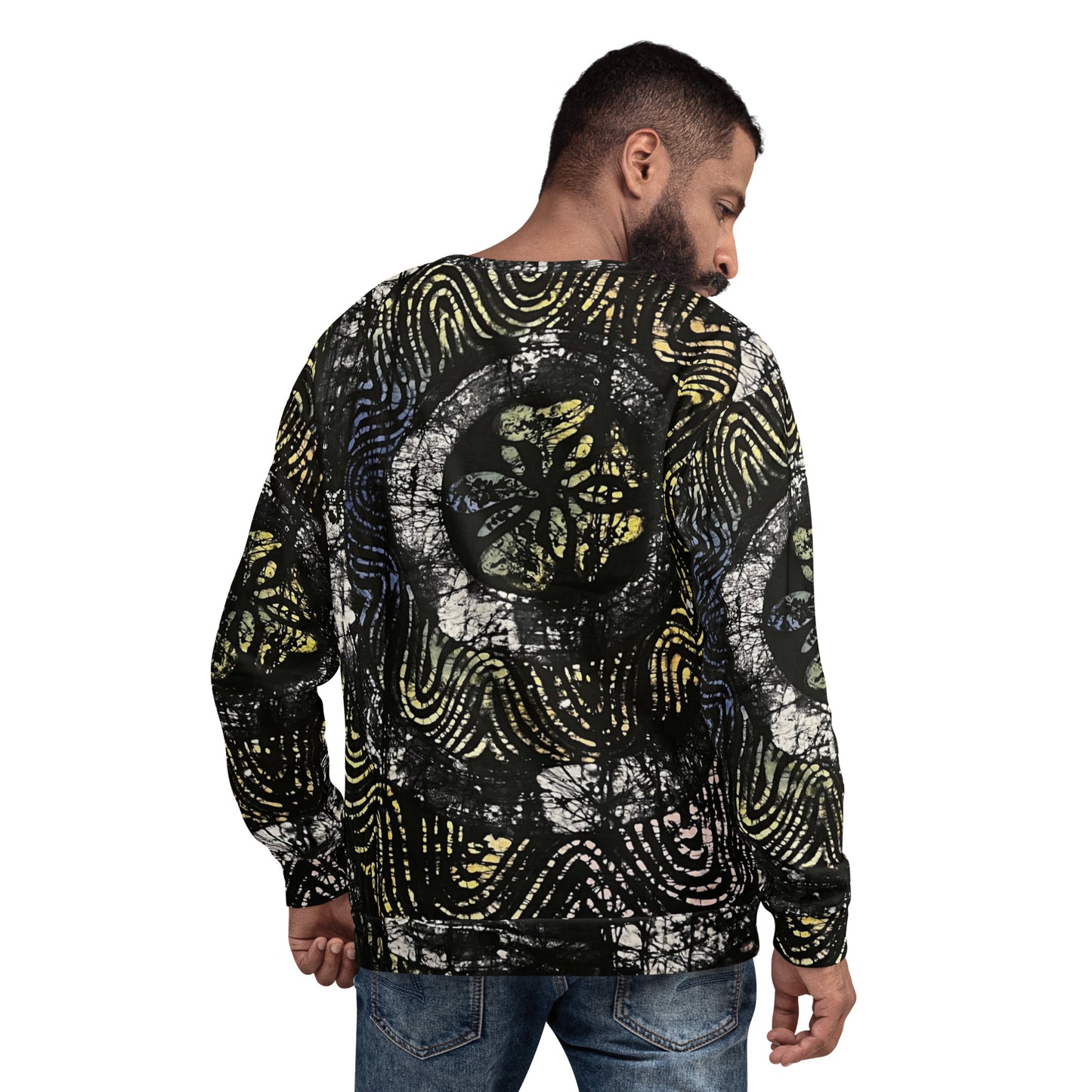 Circles And Swirls Indigo Adire Unisex Sweatshirt