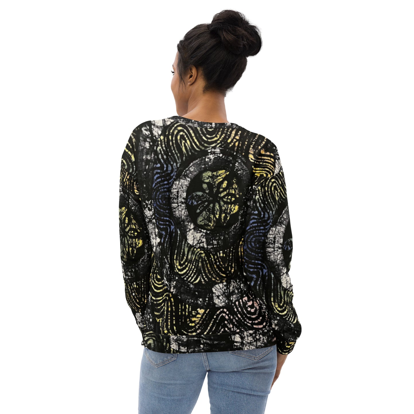 Circles And Swirls Indigo Adire Unisex Sweatshirt