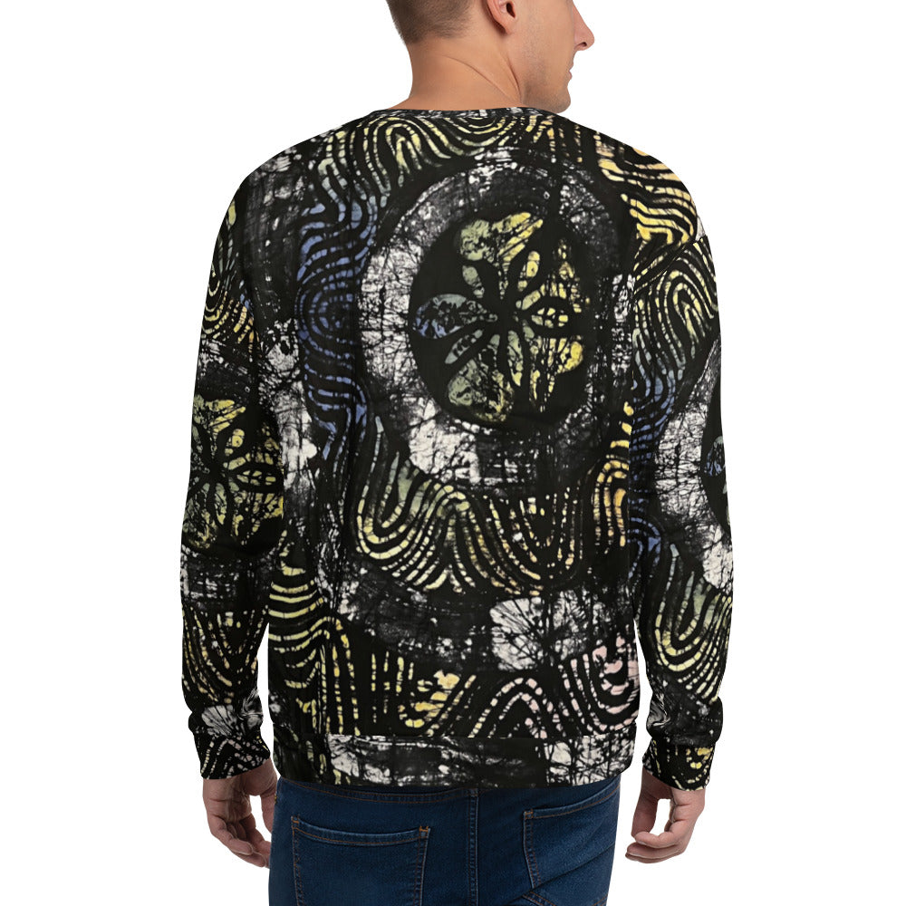 Circles And Swirls Indigo Adire Unisex Sweatshirt