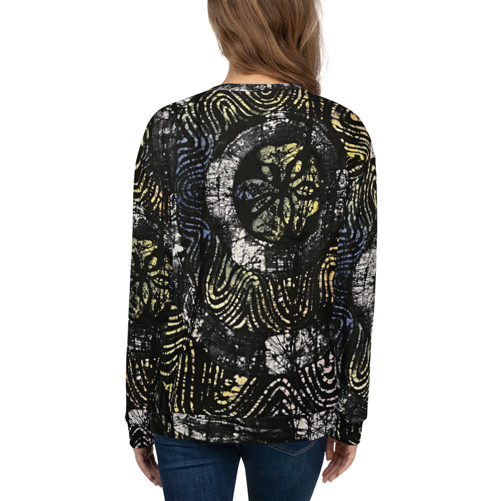 Circles And Swirls Indigo Adire Unisex Sweatshirt